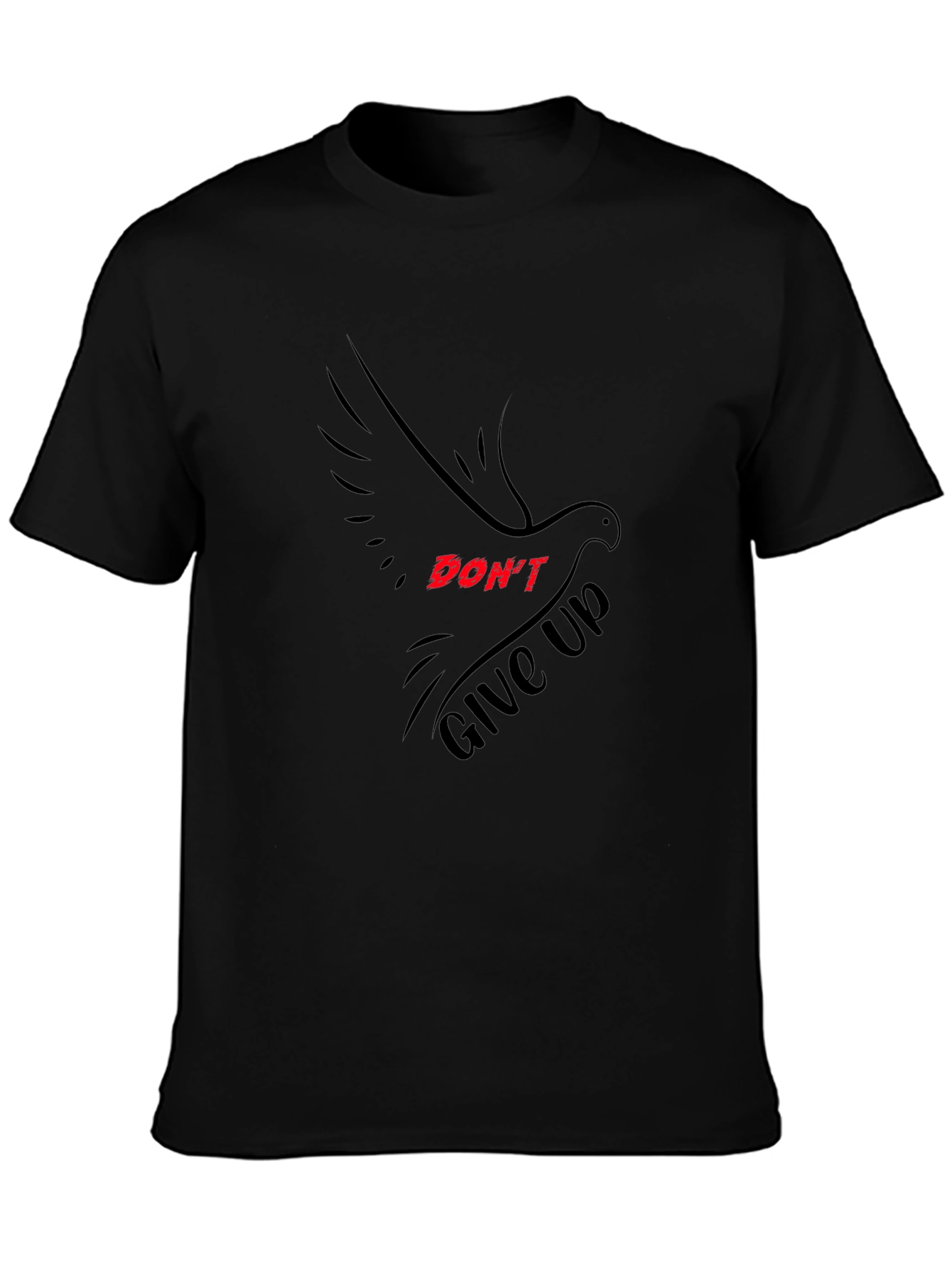 Black Don't Give Up Dove Graphic T-Shirt view 3