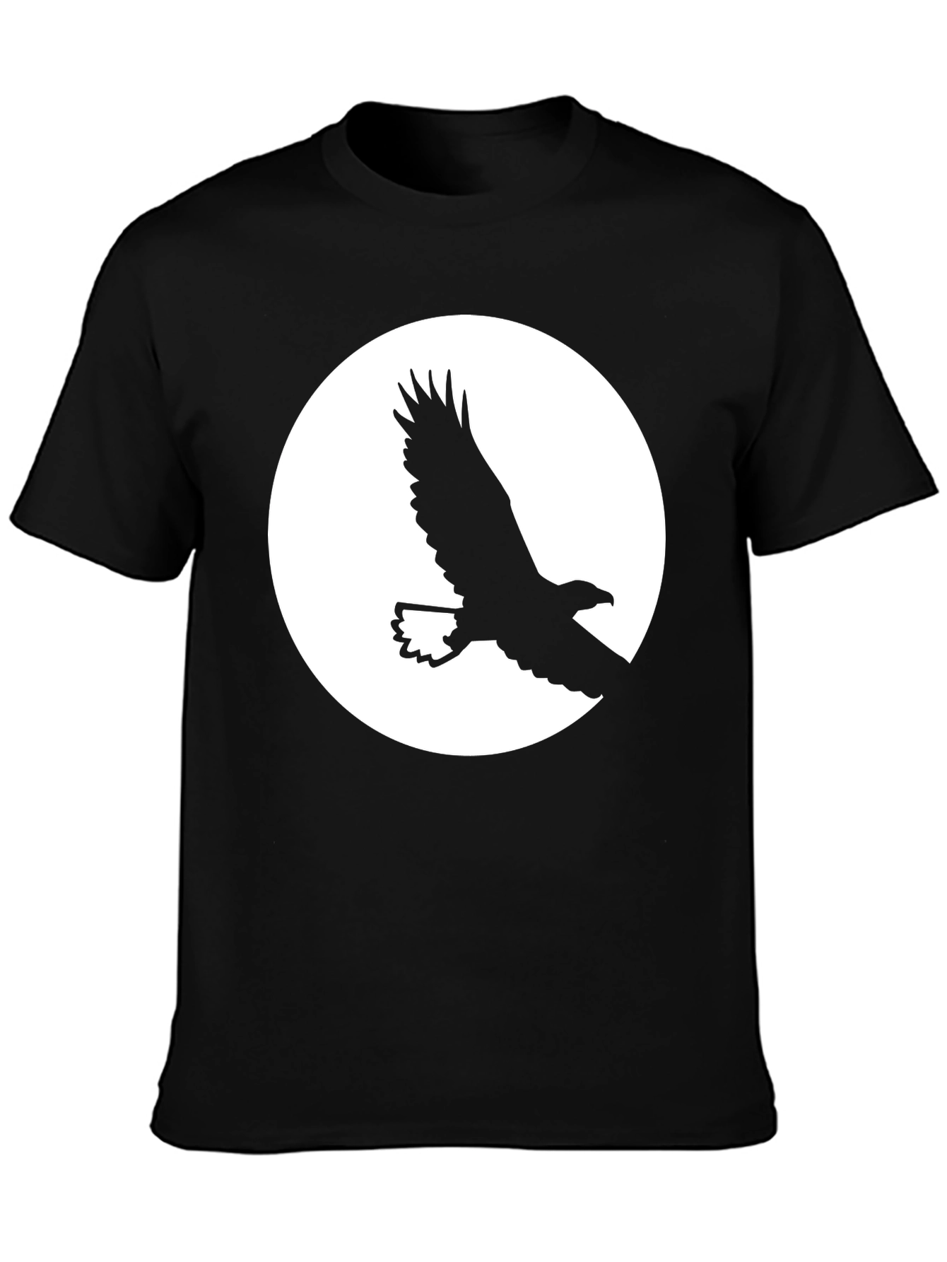 Black Eagle Silhouette Graphic Tee - Black Cotton T-Shirt view 3