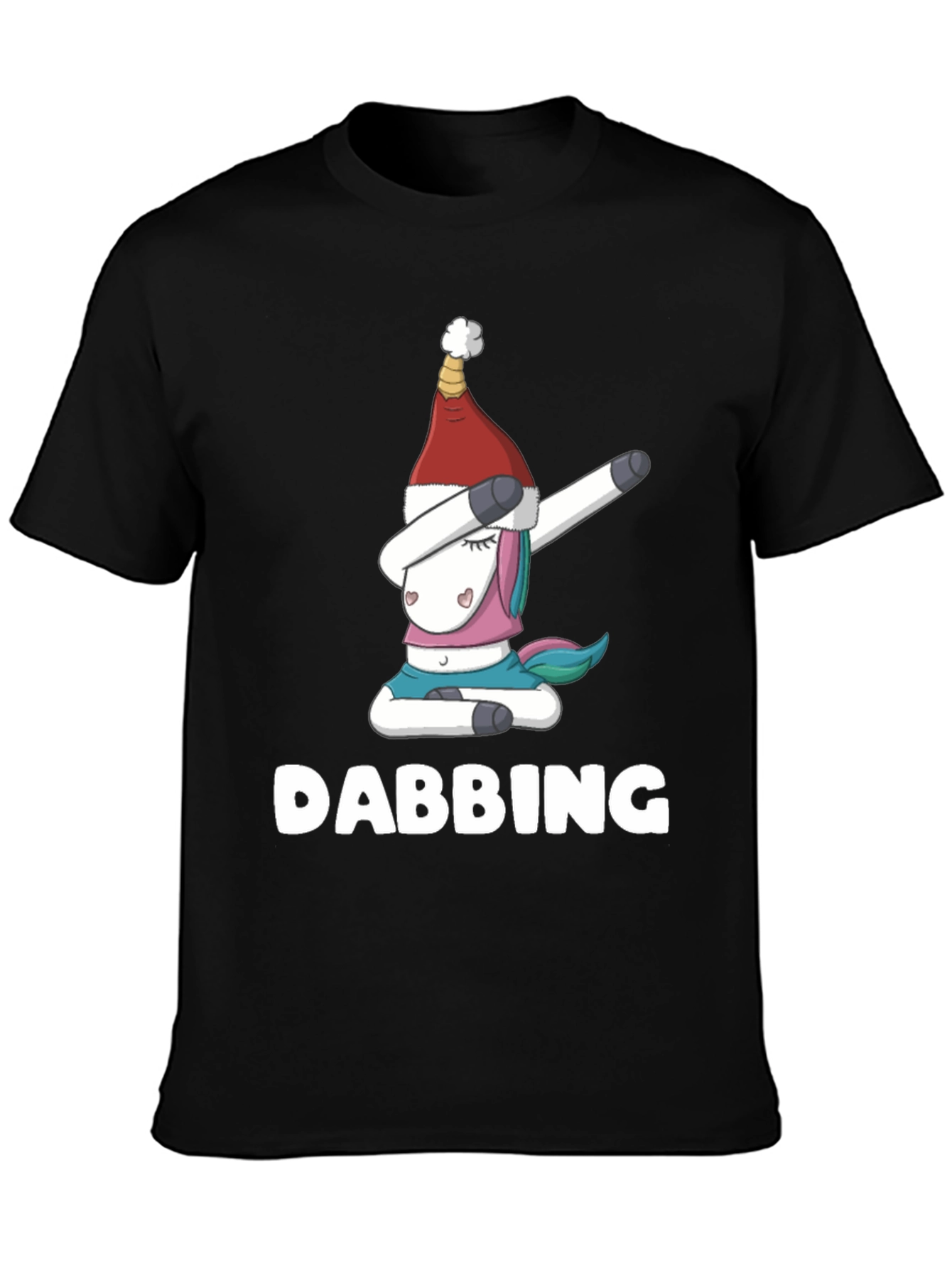 Black Dabbing Unicorn Christmas Shirt view 3