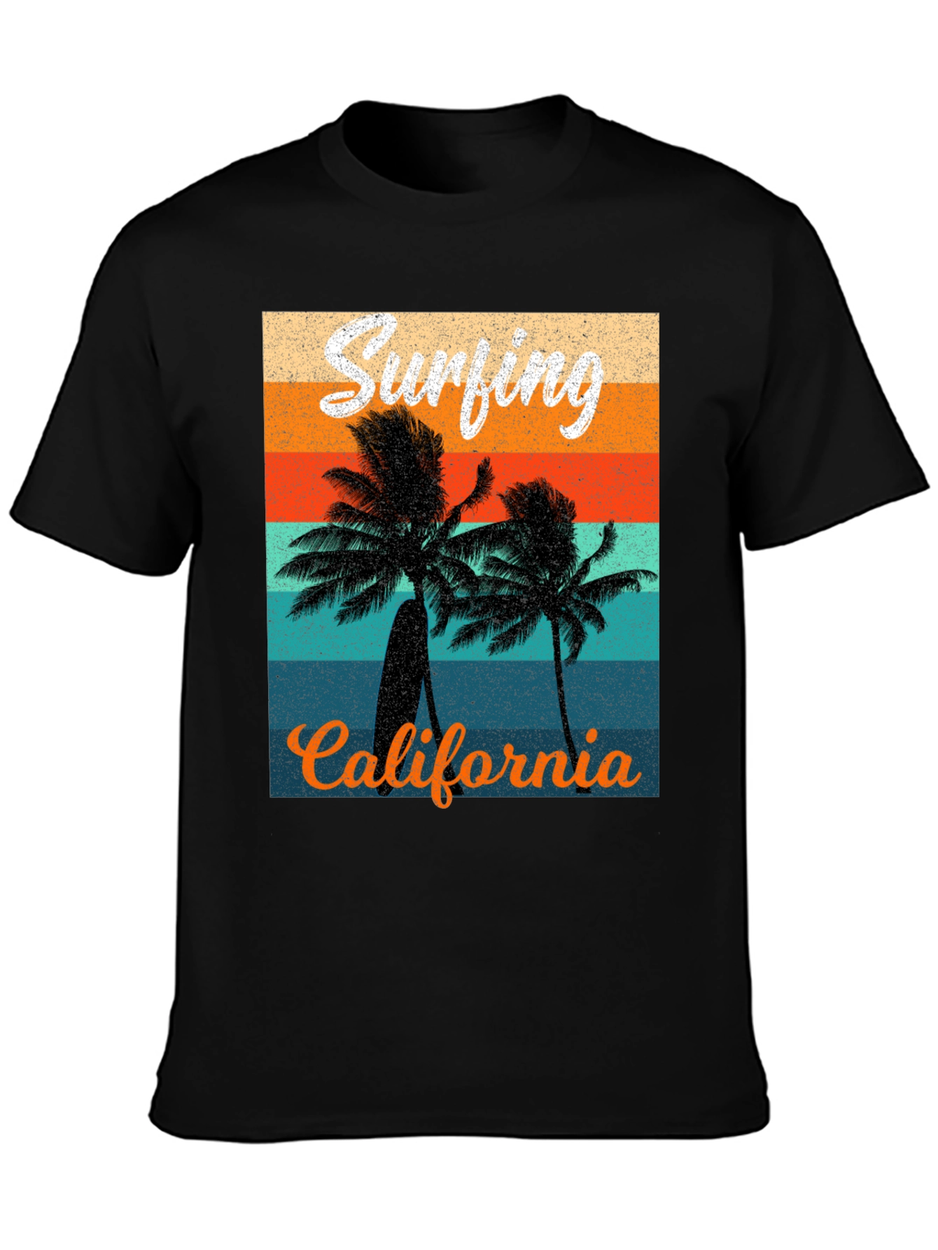 Black Retro Surfing California Graphic Tee view 3