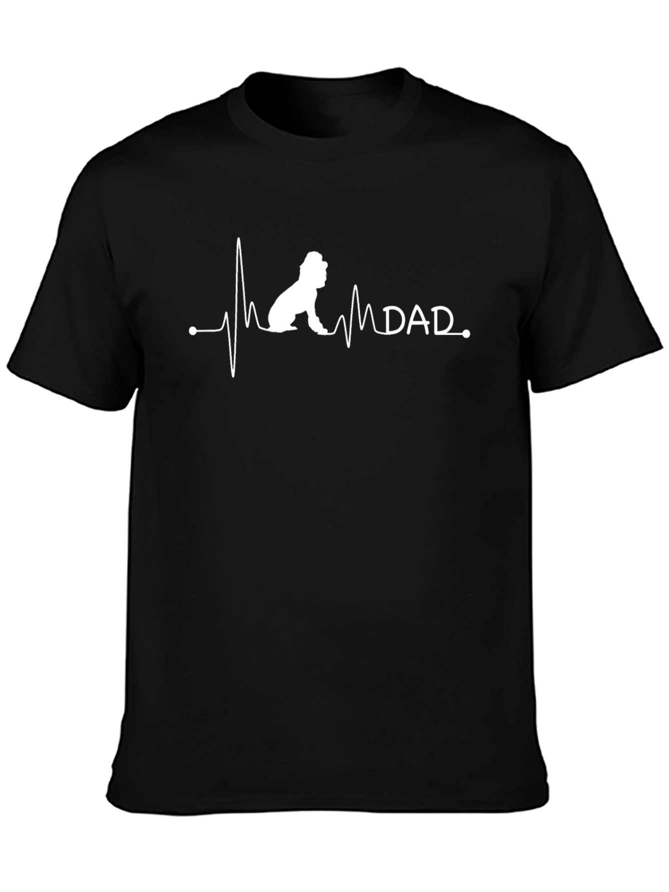 Black Dog Dad Heartbeat T-Shirt view 3