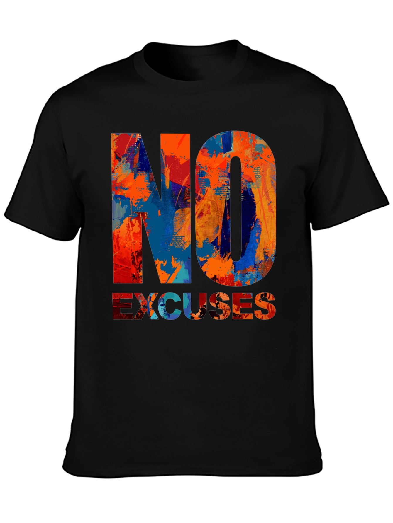 Black No Excuses Graphic T-Shirt - Motivational Design view 3