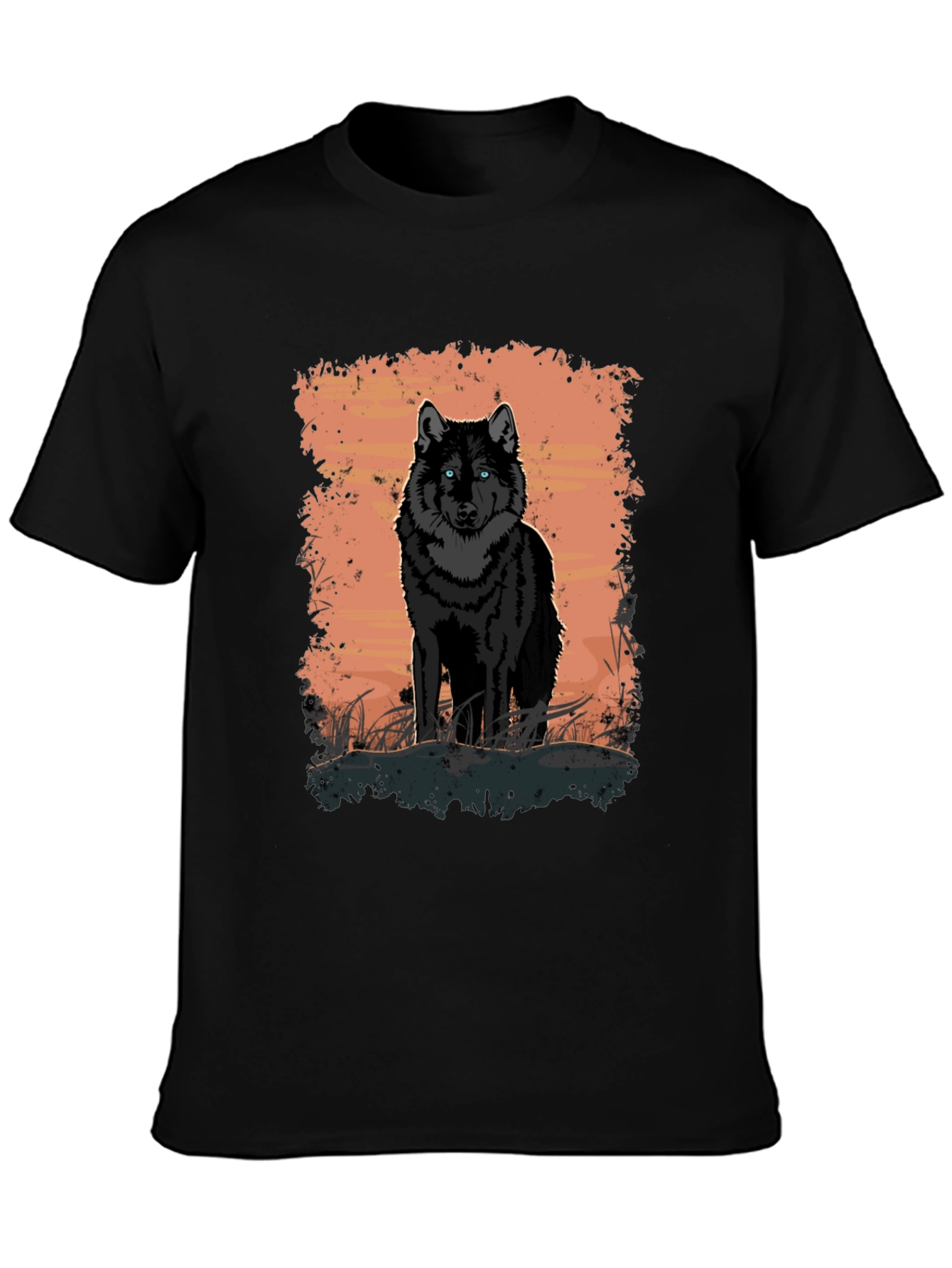 Black Wolf Graphic Print Black T-Shirt view 3