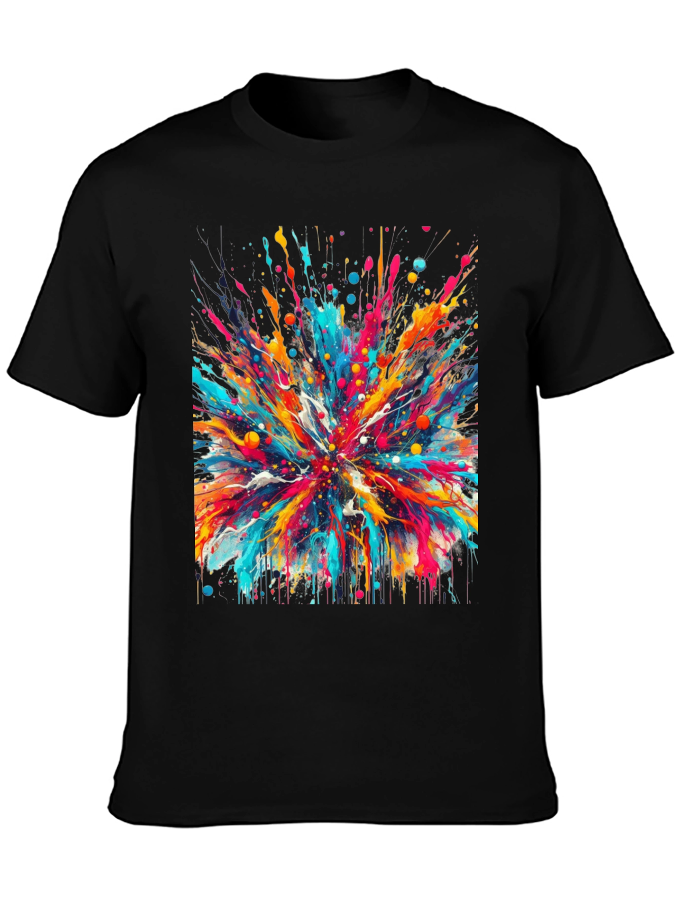 Black Colorful Splatter T-Shirt - Unique Artistic Design view 3