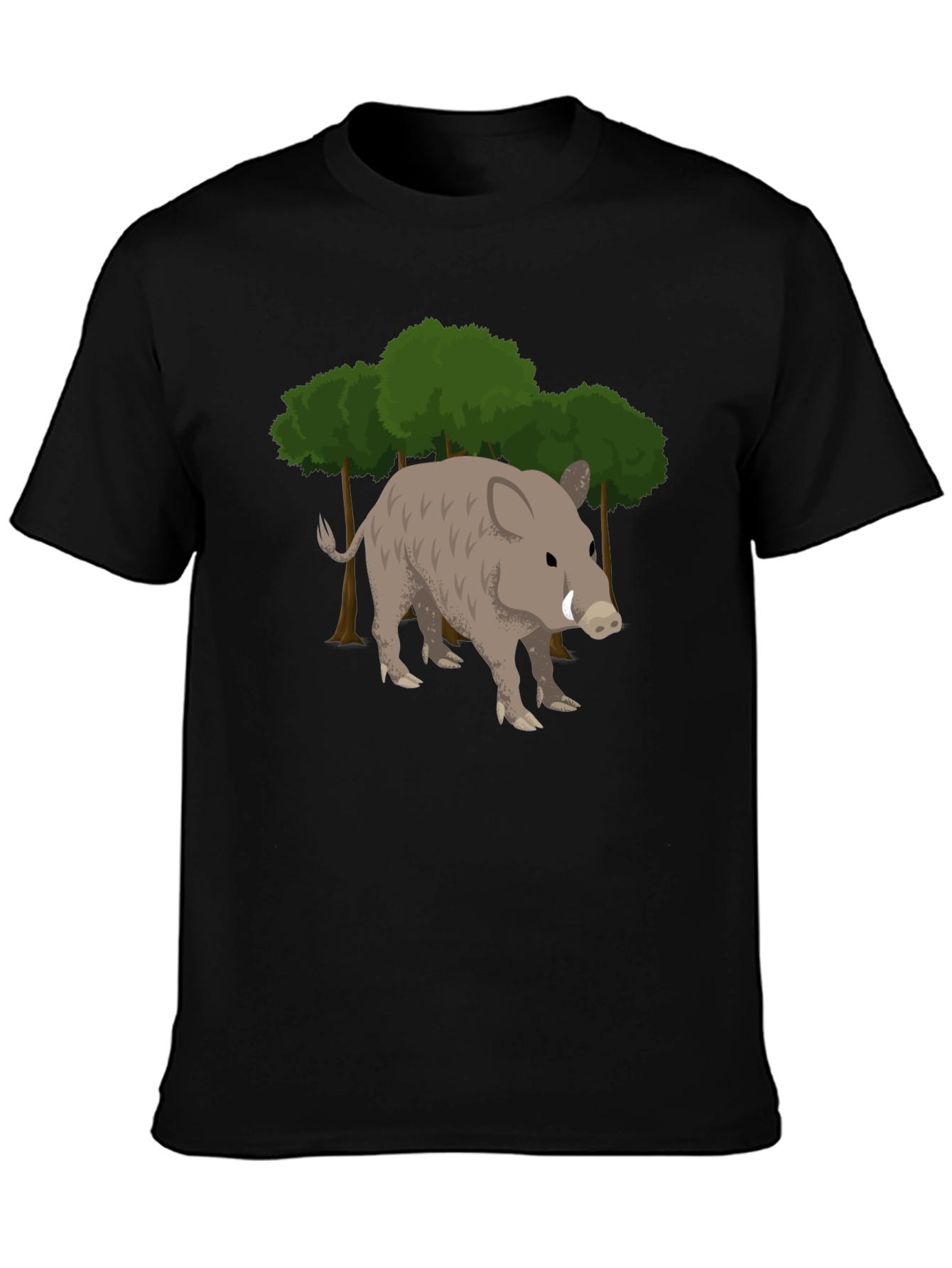 Black Wild Boar Graphic Tee - Black Cotton T-Shirt view 3
