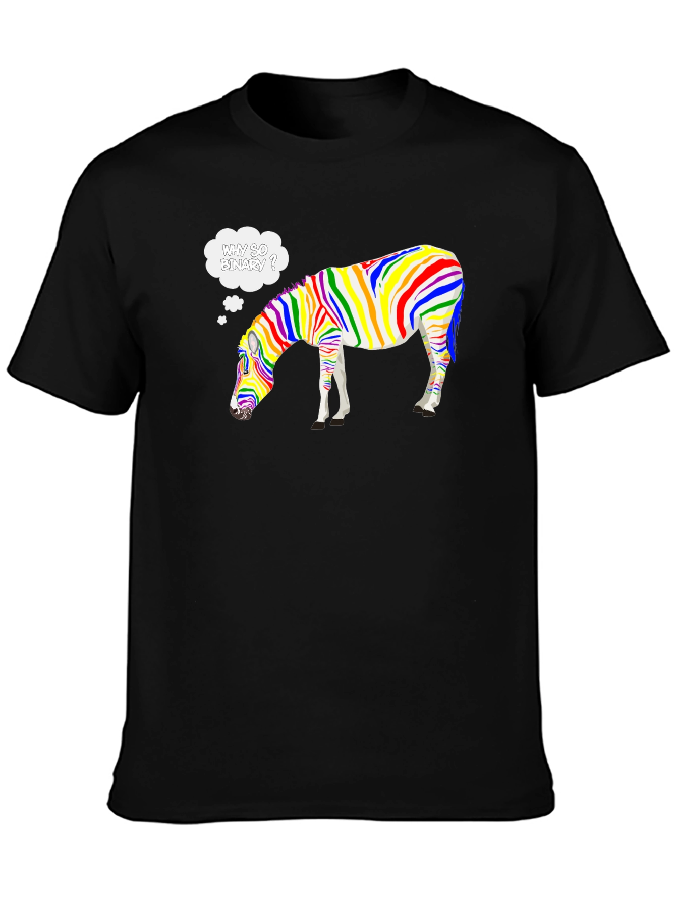 Black Why So Binary Zebra T-Shirt - Rainbow Pride Tee view 3