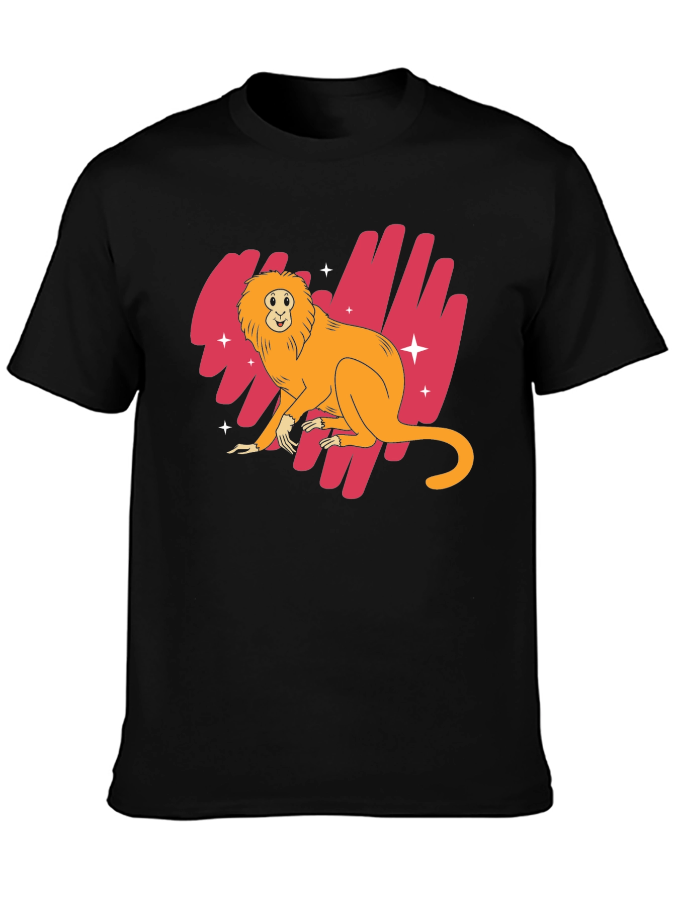 Black Golden Lion Tamarin Graphic Tee - Black Cotton Blend Shirt view 3