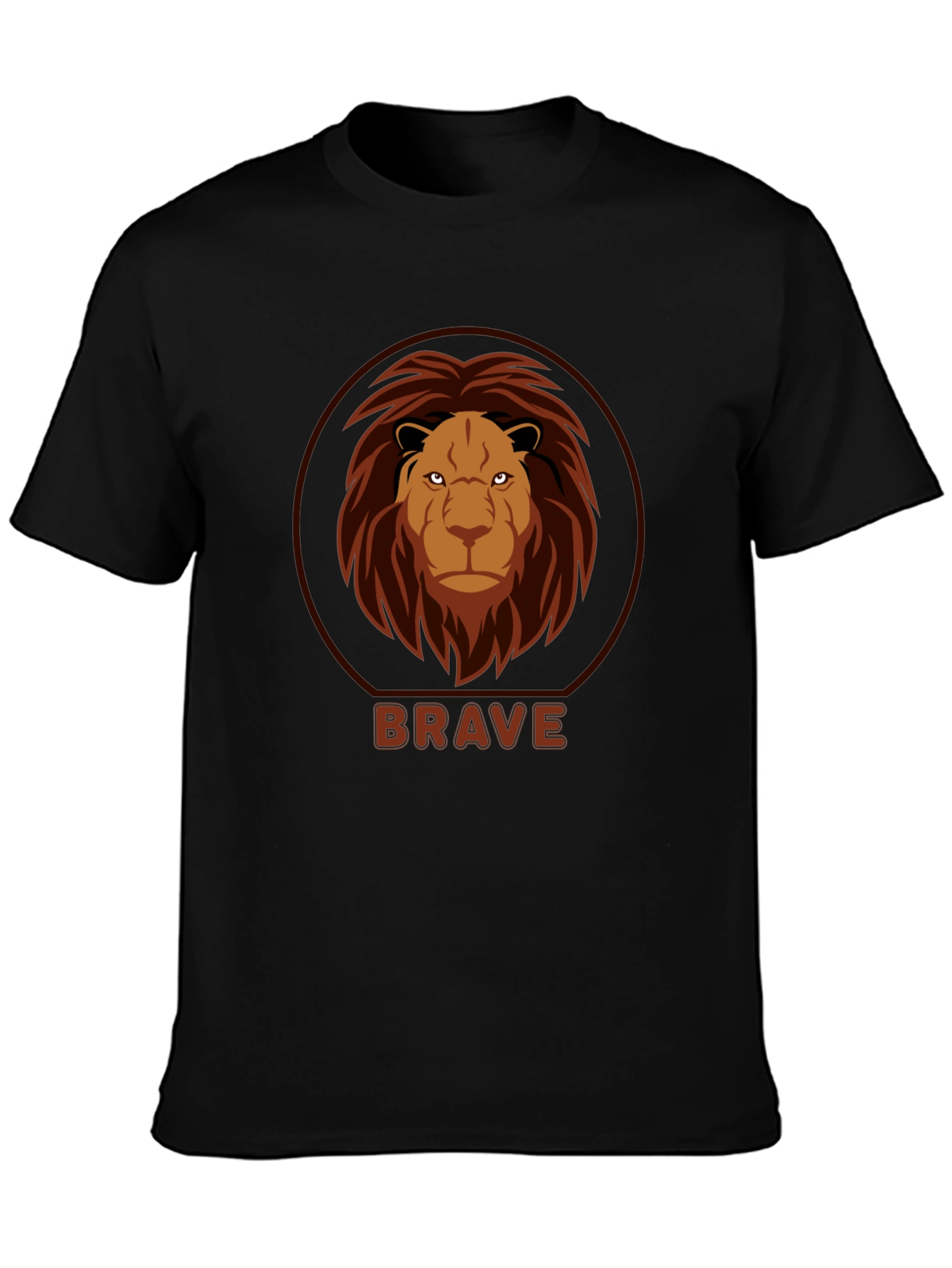Black Brave Lion Graphic Black T-Shirt view 3