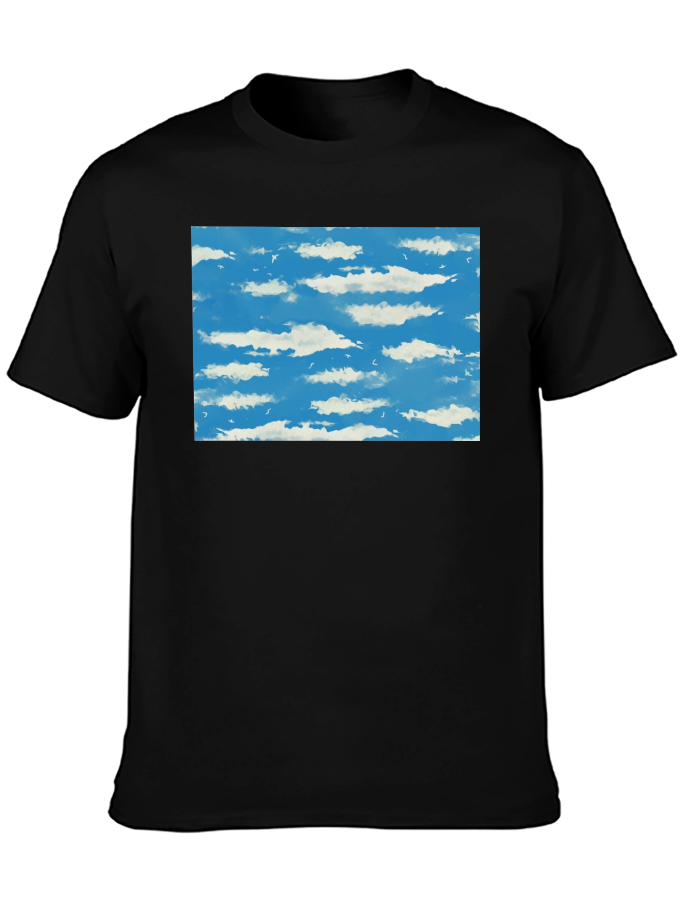Black Cloudscape Graphic Tee - Sky Blue Print on Black view 3