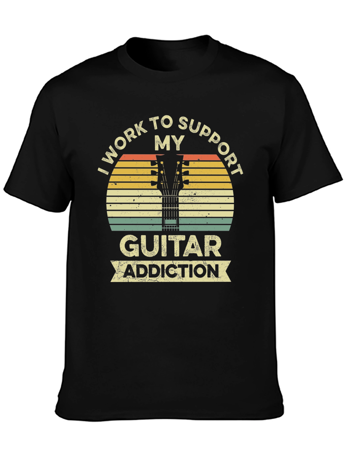 Black Guitar Addiction T-Shirt view 3