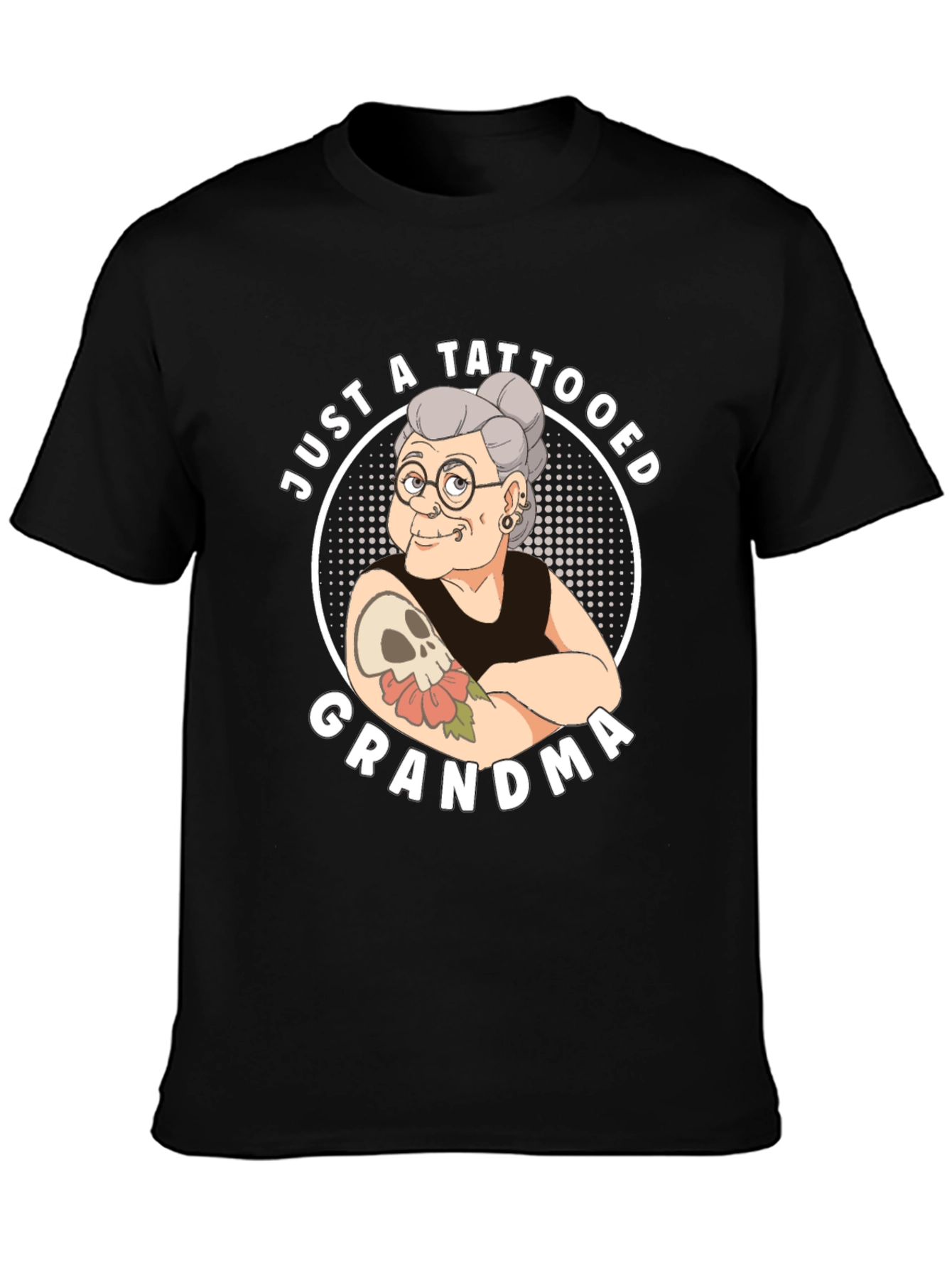 Black Tattooed Grandma T-Shirt - Funny Graphic Tee view 3