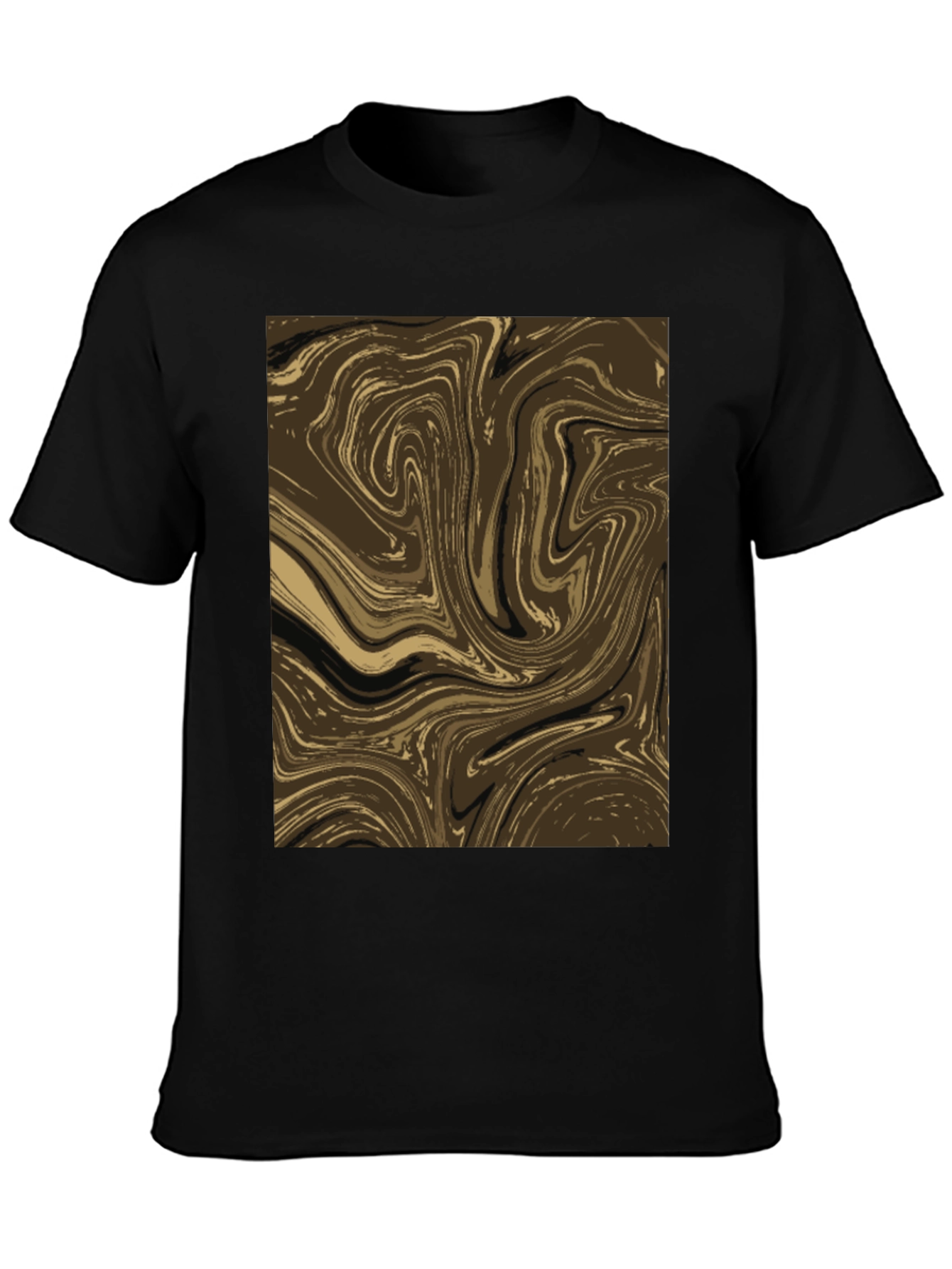Black Abstract Swirl Graphic Tee - Brown view 3