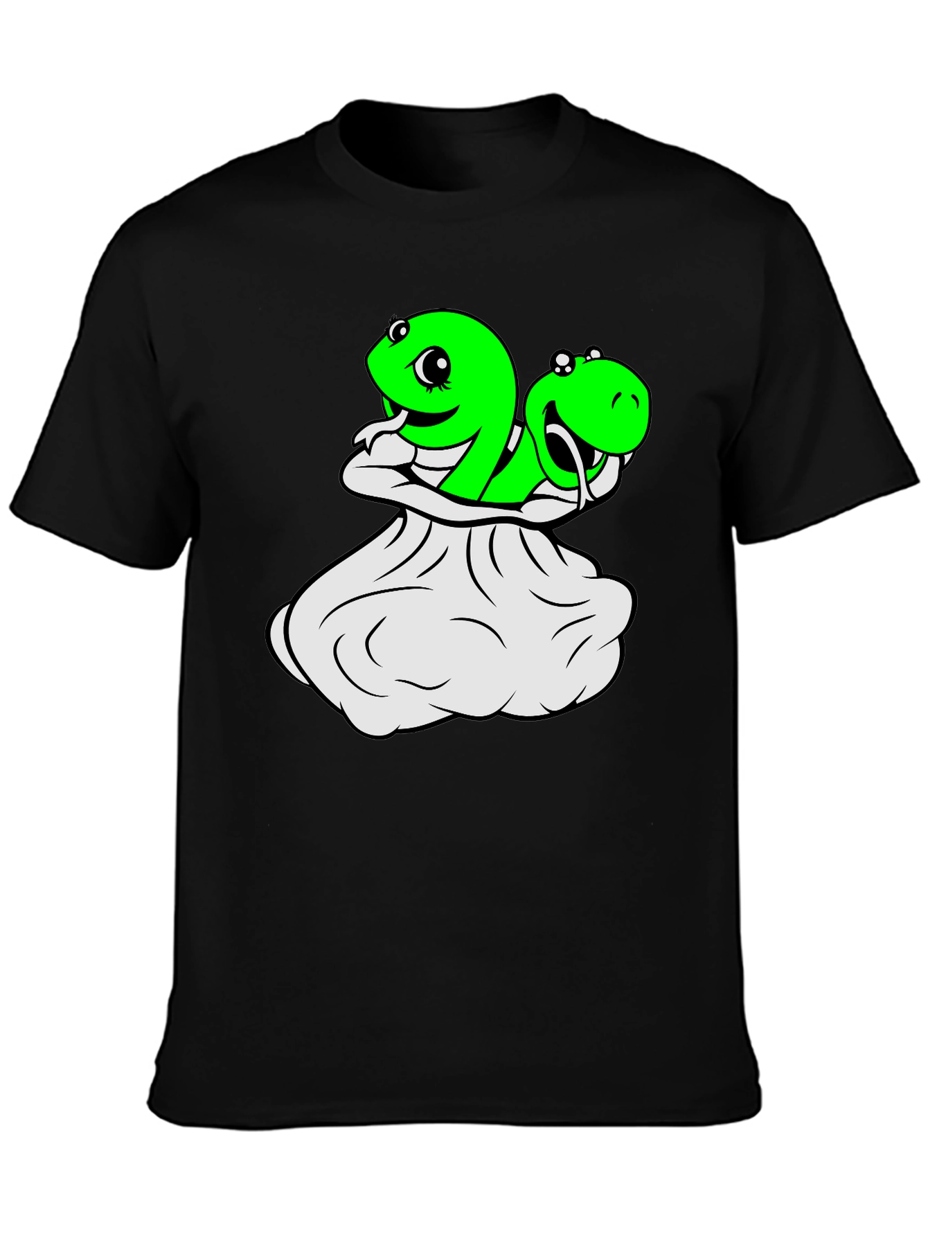 Black Funny Snake T-Shirt - Cartoon Snakes in a Sack! view 3