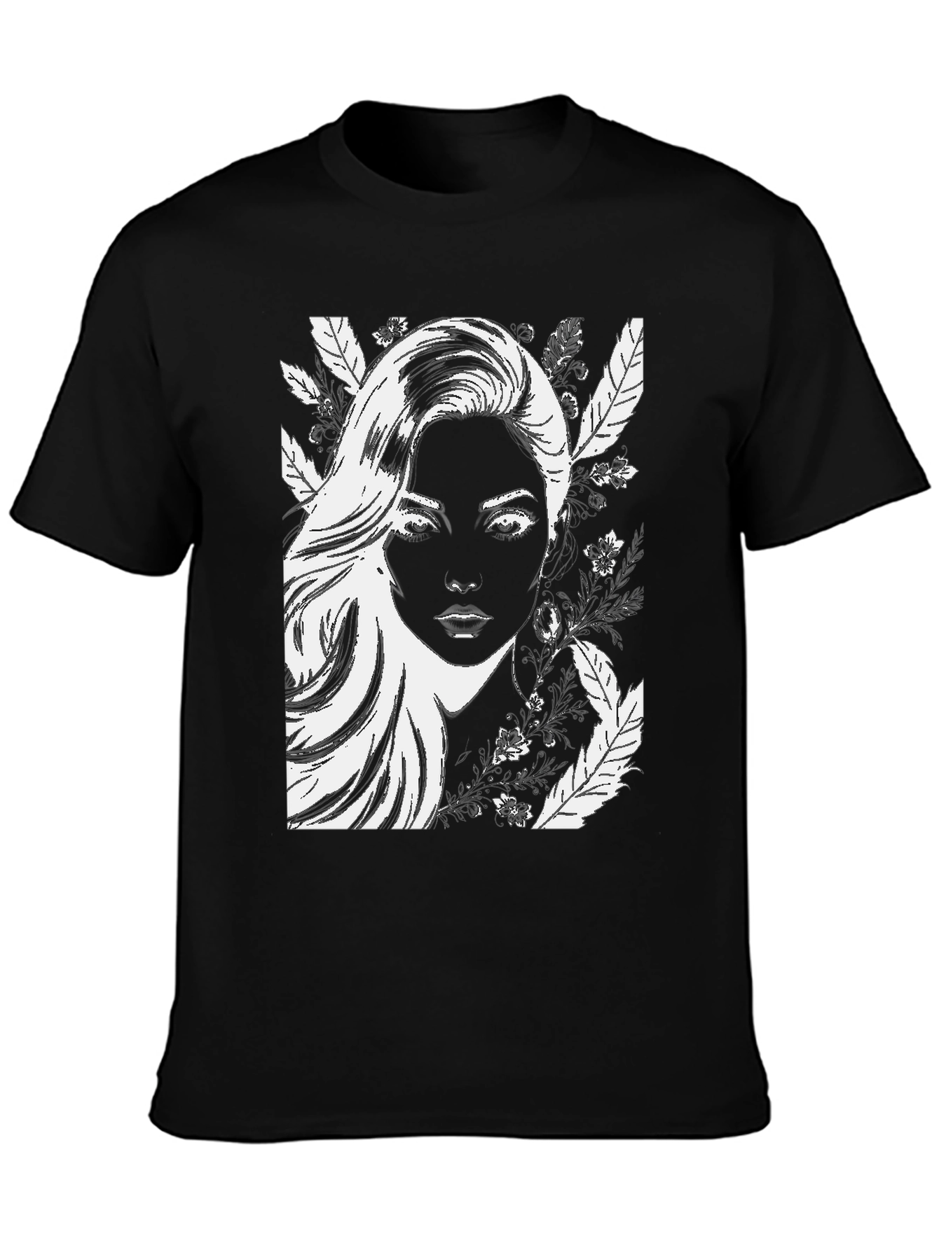 Black Woman Portrait Graphic Black T-Shirt view 3