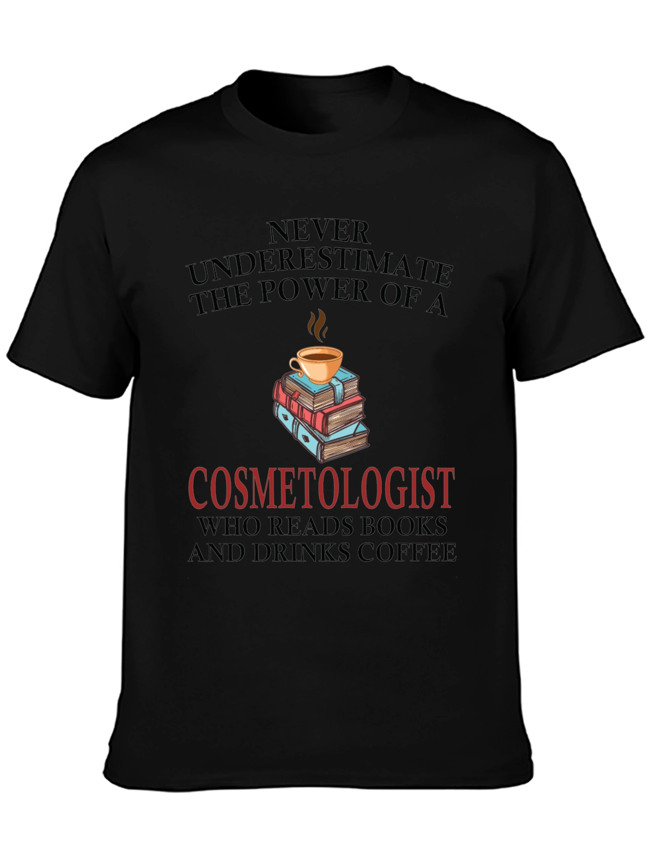 Black Cosmetologist Coffee & Books Graphic Tee view 3