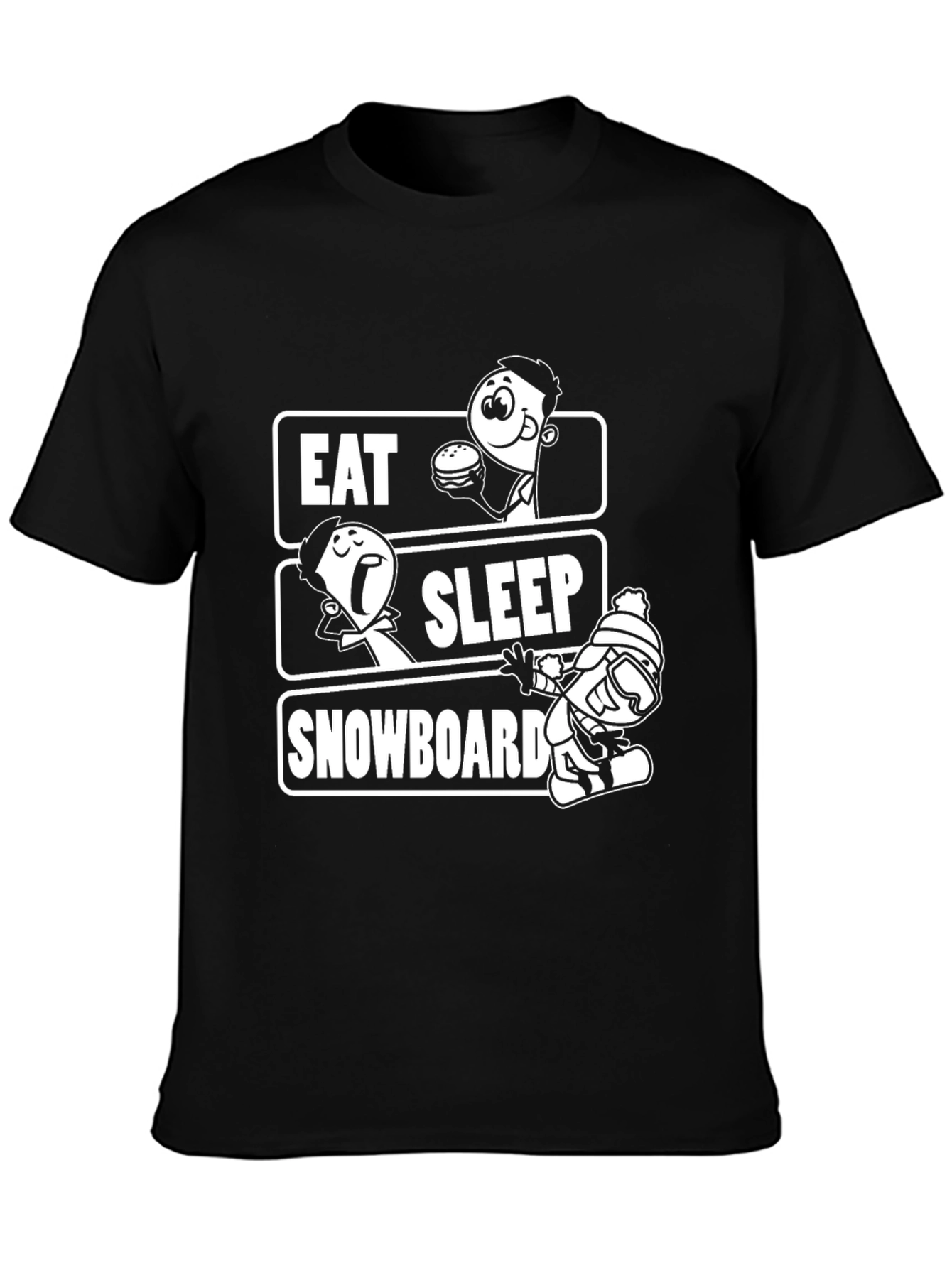 Black Eat Sleep Snowboard Graphic Tee view 3