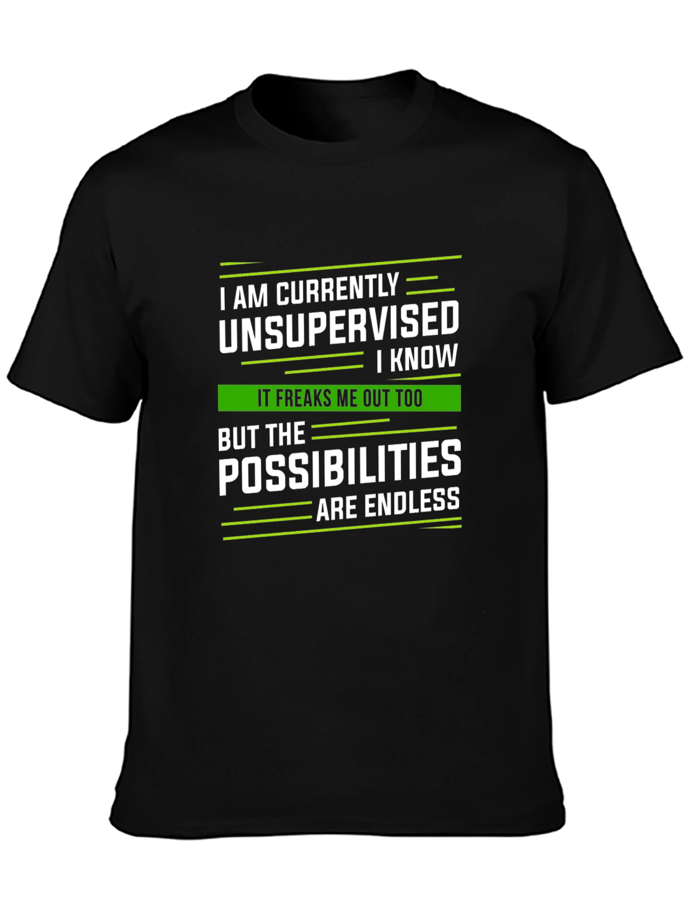 Black Unsupervised Humor T-Shirt view 3