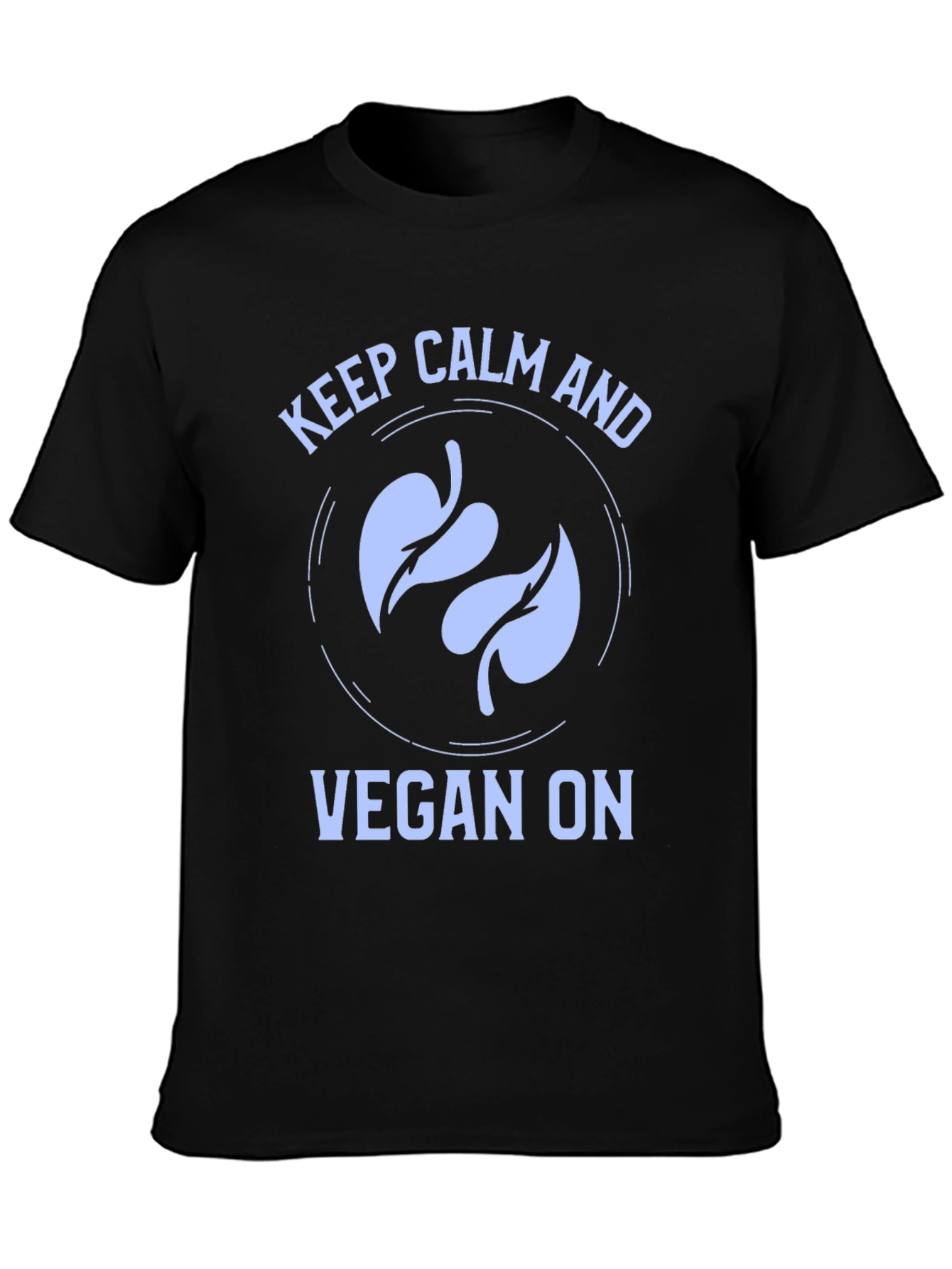 Black Keep Calm and Vegan On T-Shirt view 3