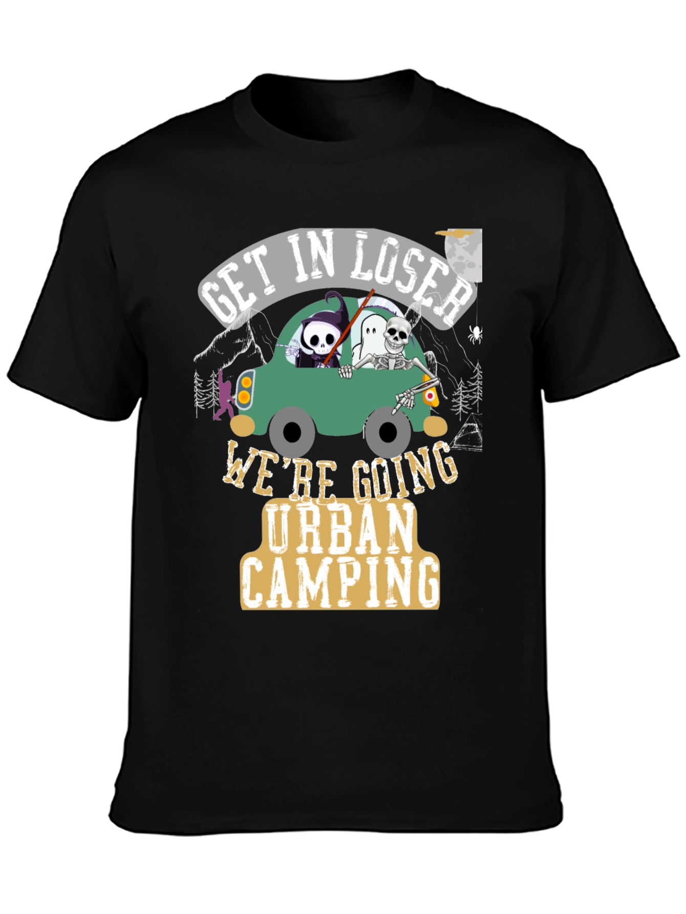 Black Get In Loser Urban Camping T-Shirt view 3