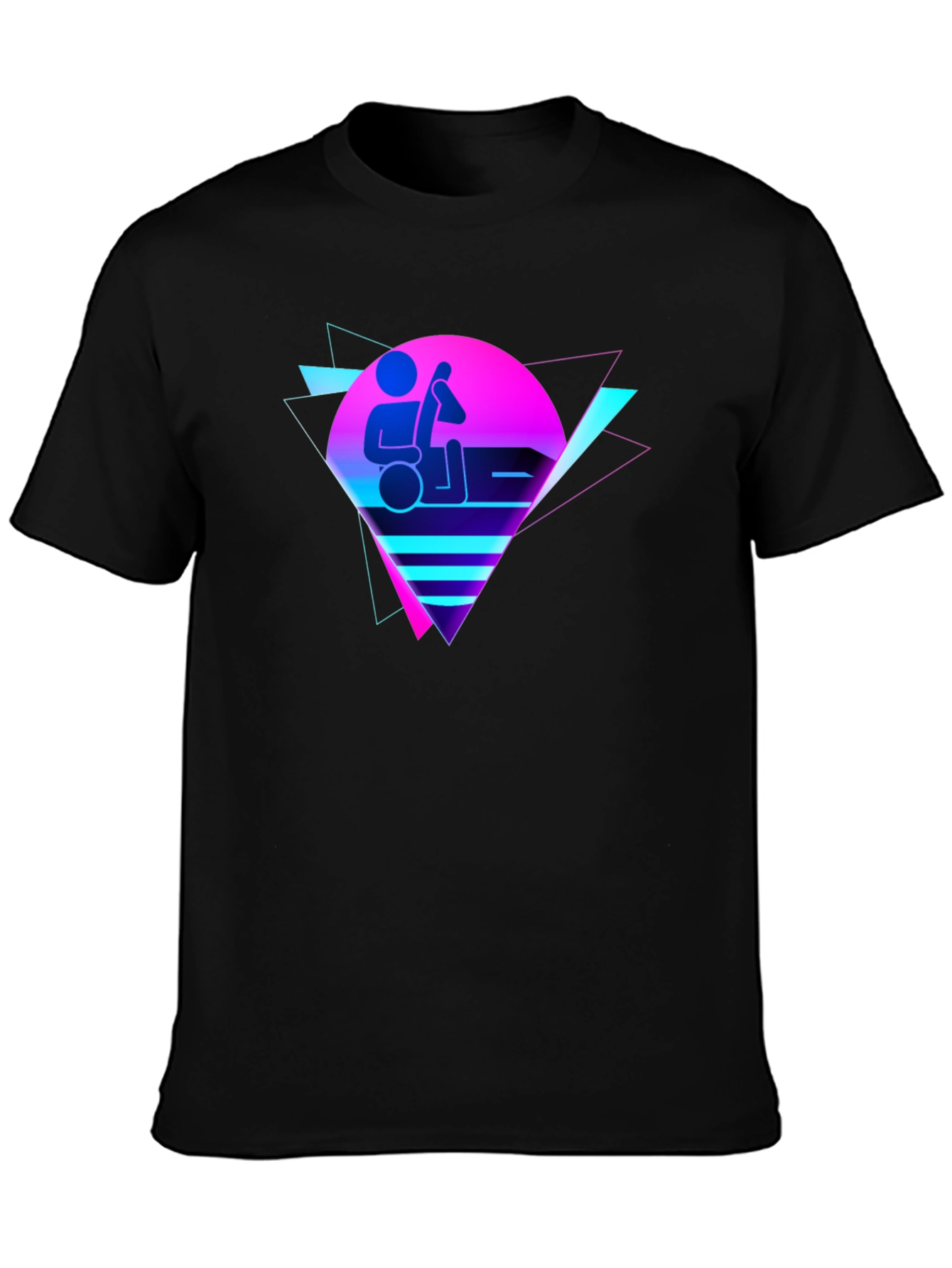 Black Retro Synthwave T-Shirt view 3