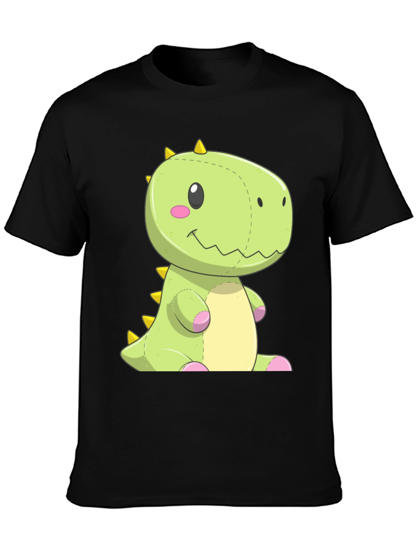 Black Dinosaur Plush Graphic Tee - Black Cotton Shirt view 3