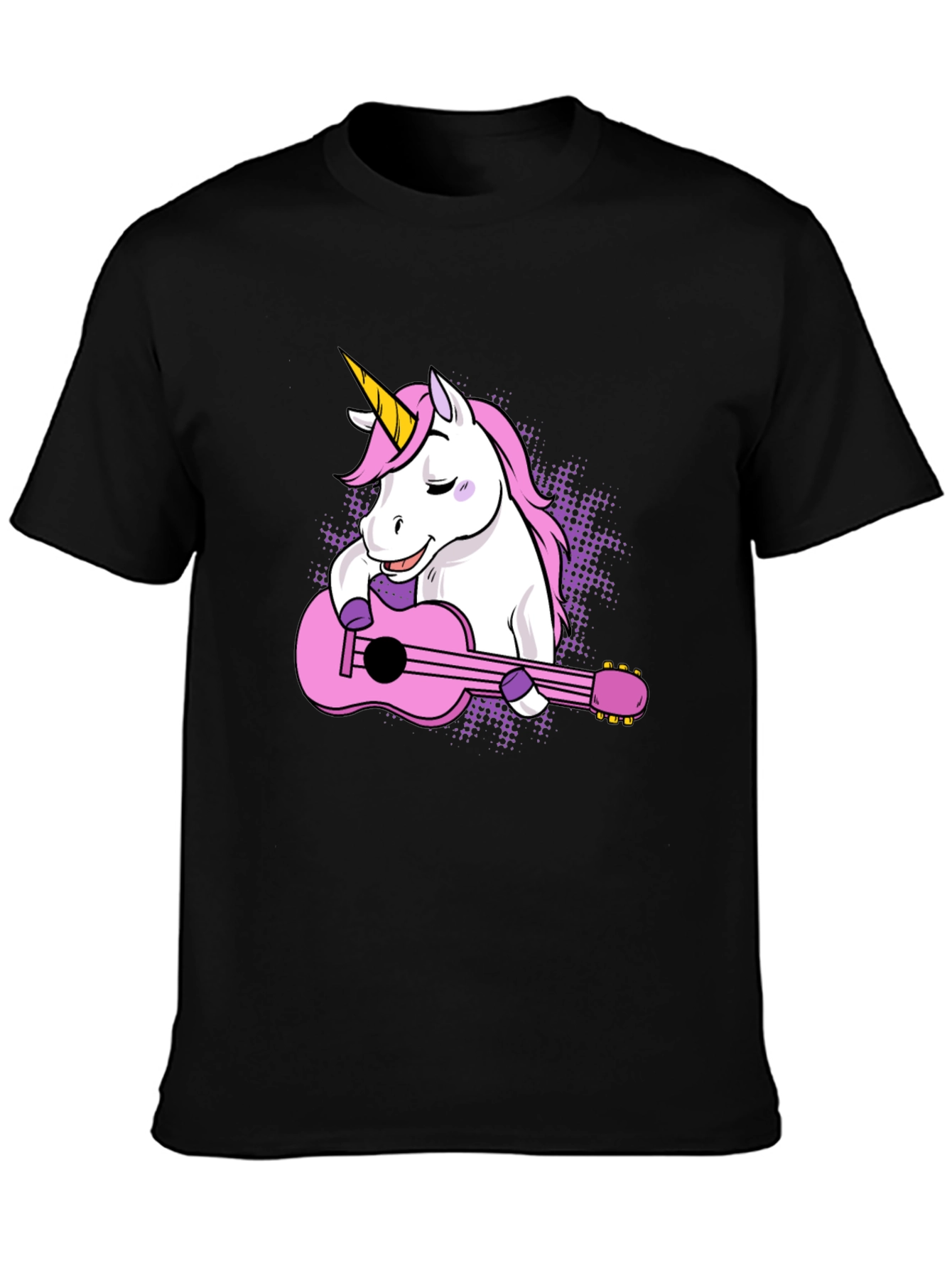 Black Unicorn Guitar T-Shirt - Cute Graphic Tee view 3