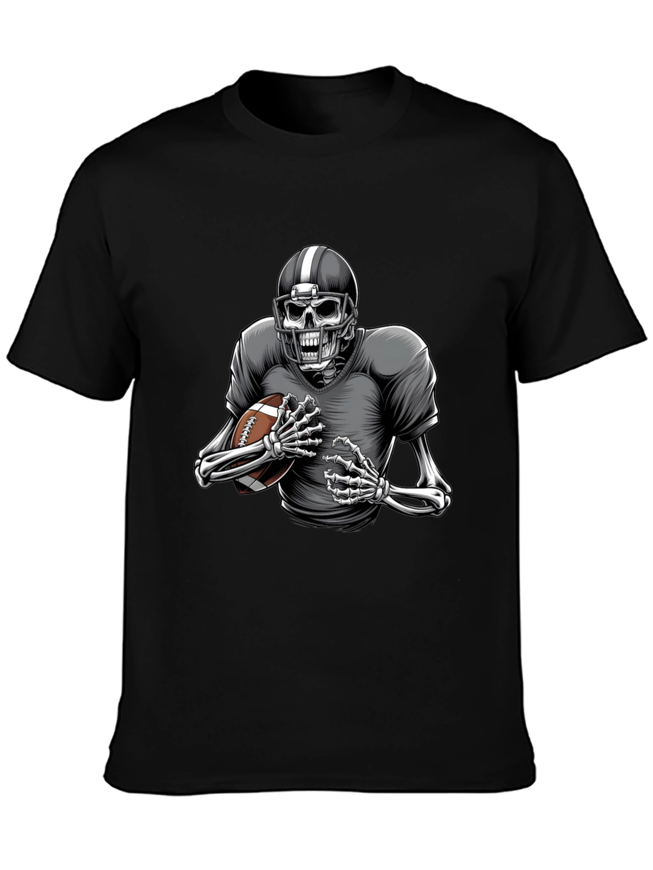 Black Skeleton Football Player Graphic Tee view 3