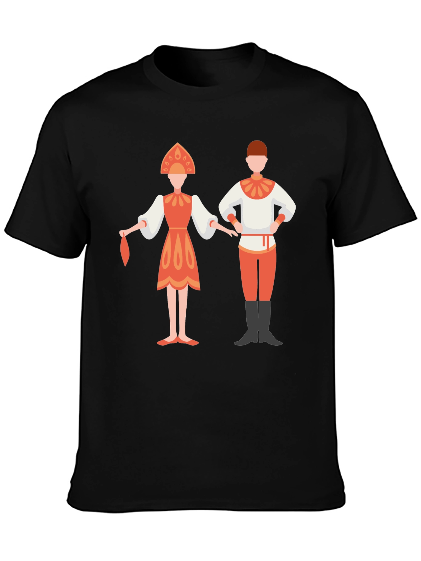 Black Russian Folk Dance Graphic Tee - Black Unisex Shirt view 3