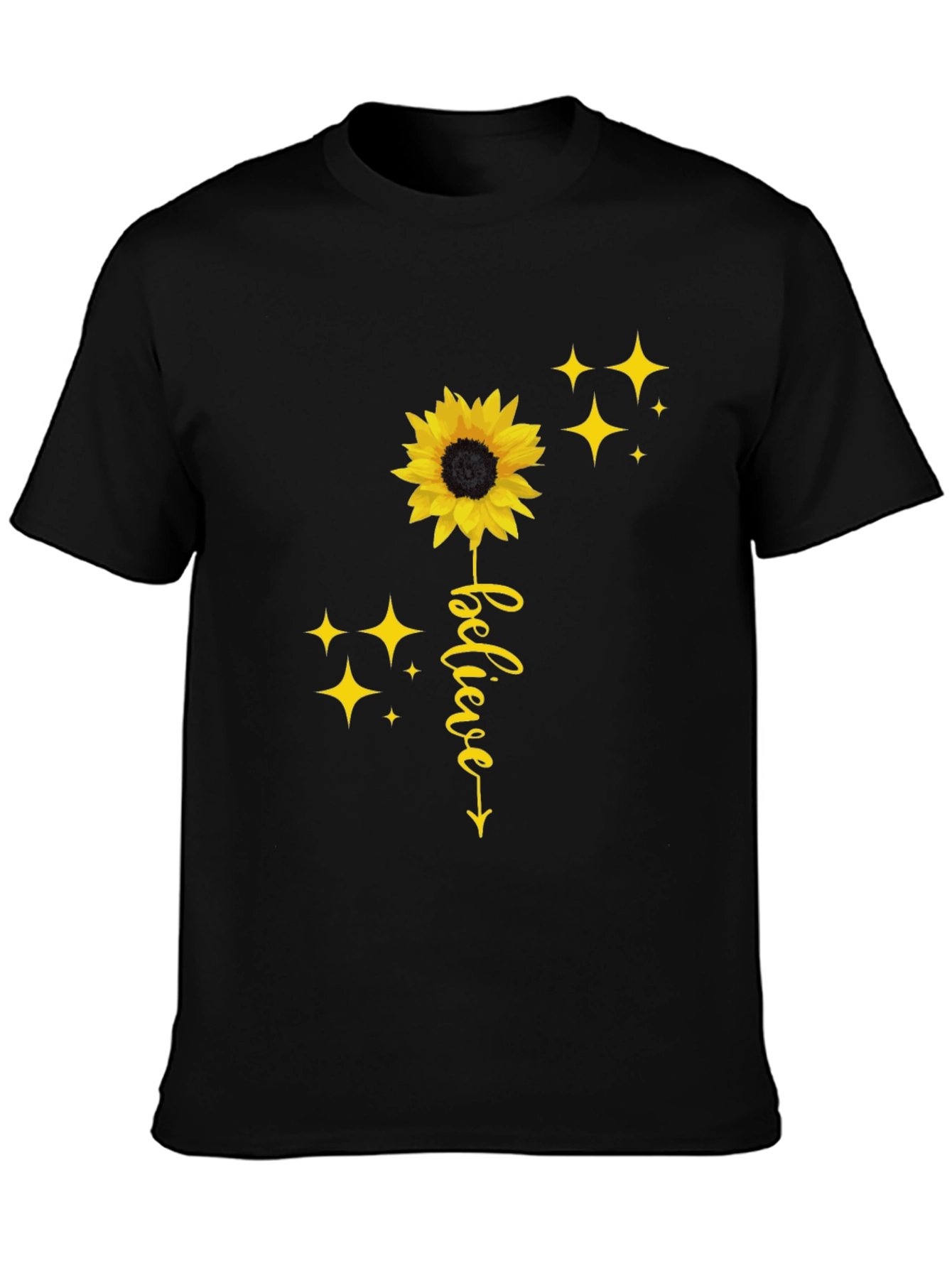 Black Believe Sunflower Graphic Tee - Black view 3