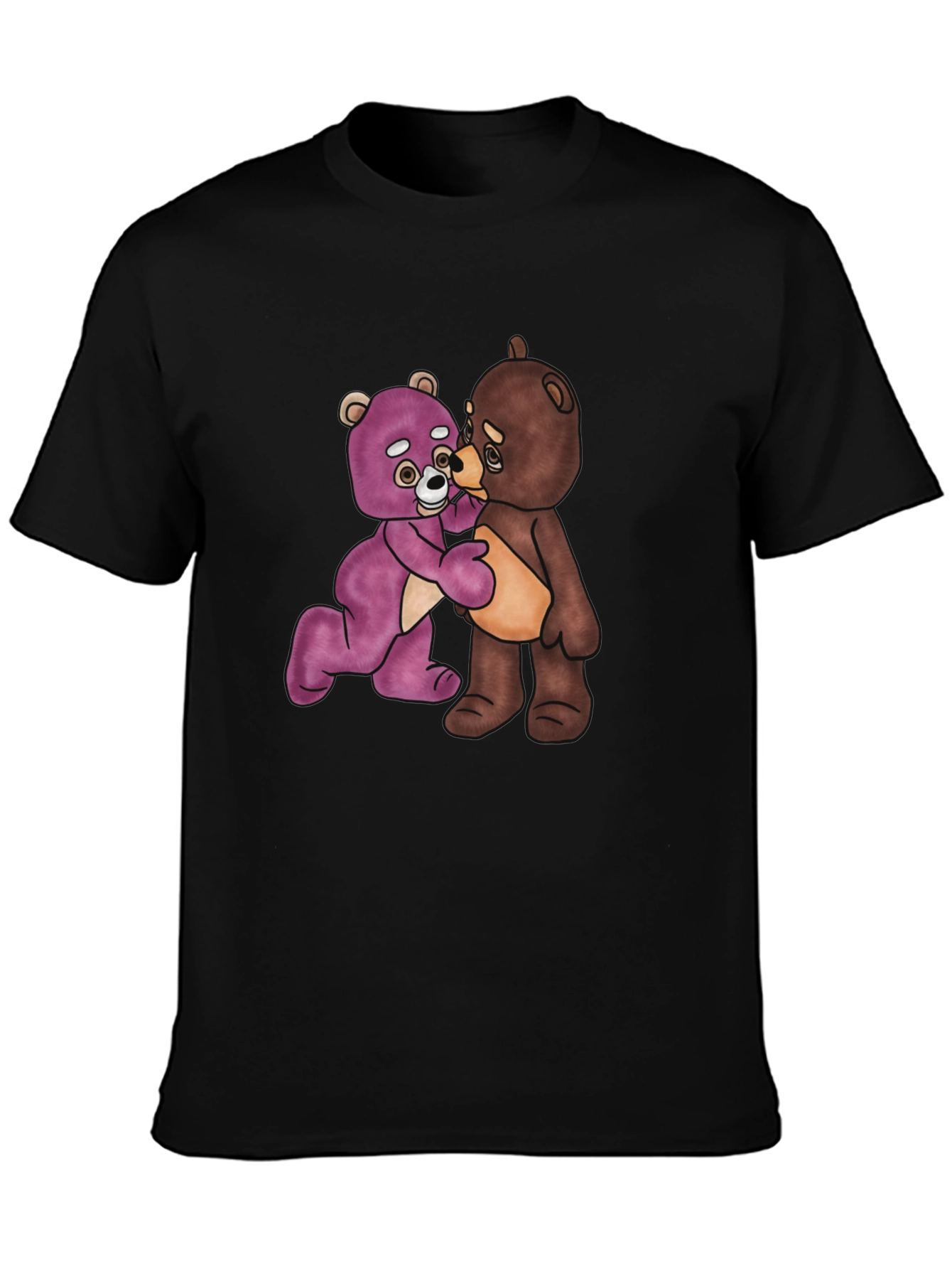 Black Teddy Bears Hug Graphic Black T-Shirt view 3
