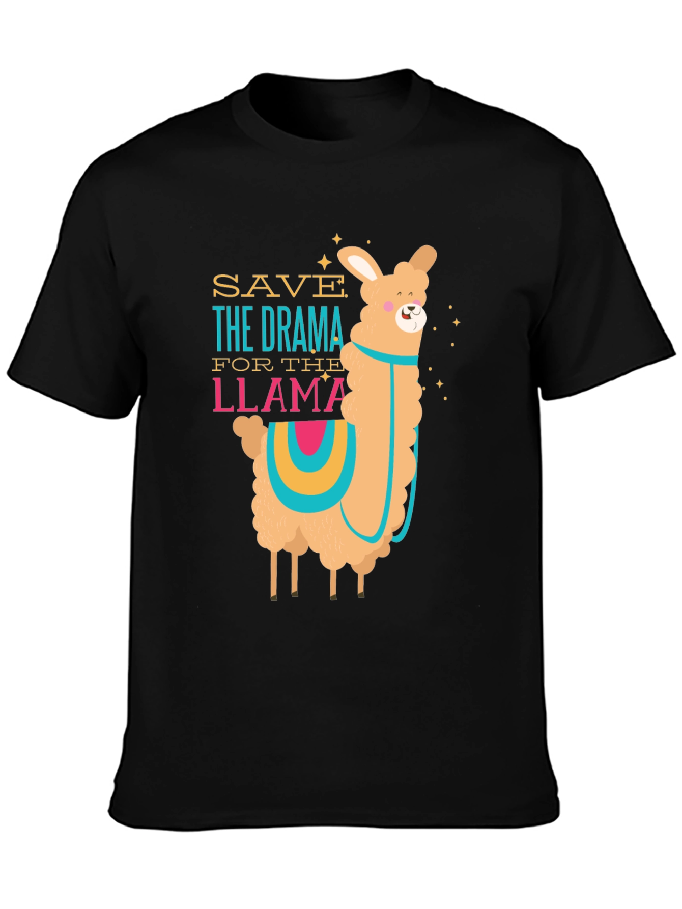 Black Save The Drama For The Llama T-Shirt view 3