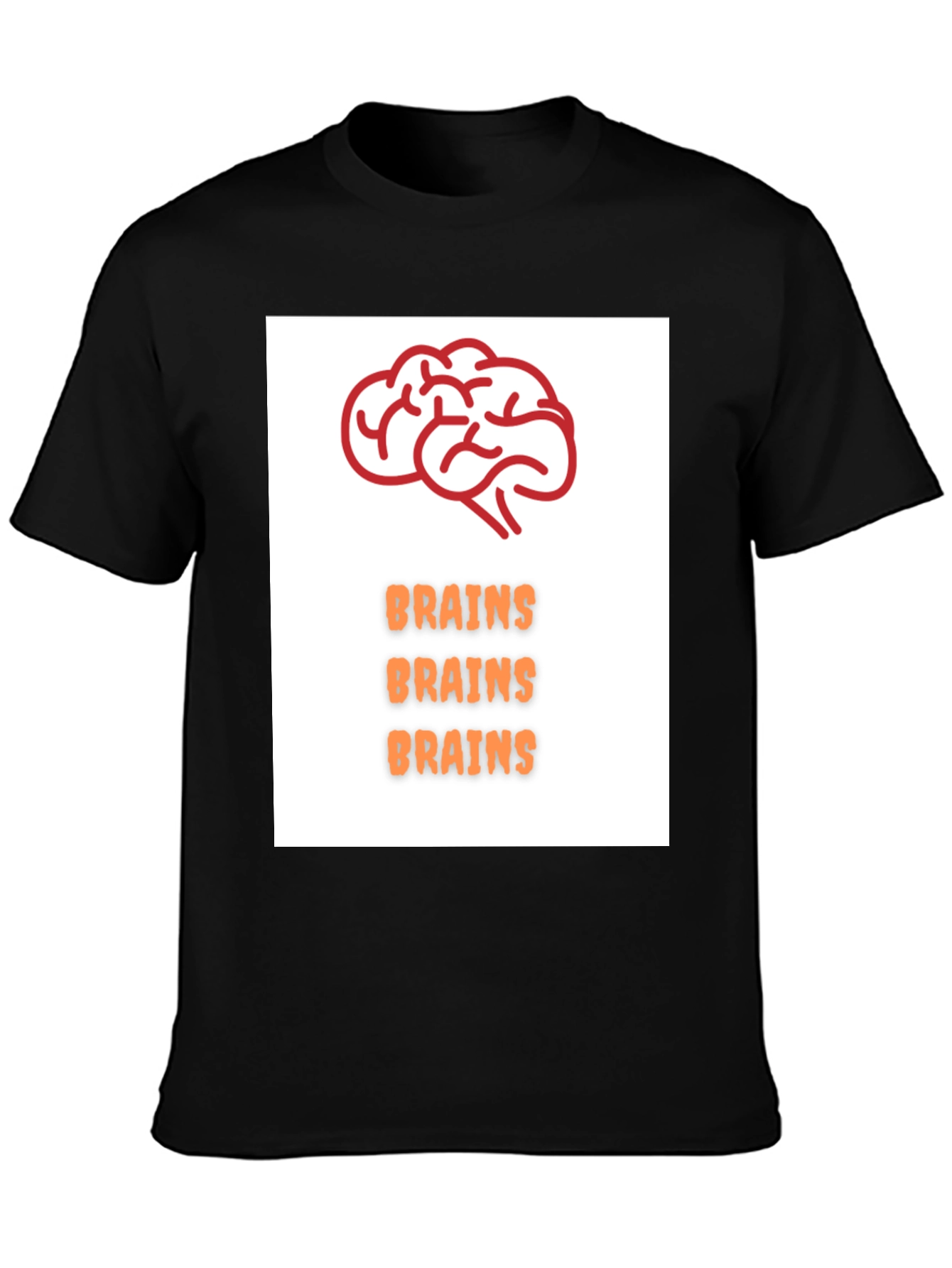Black Brains T-Shirt - Black Crew Neck Tee view 3