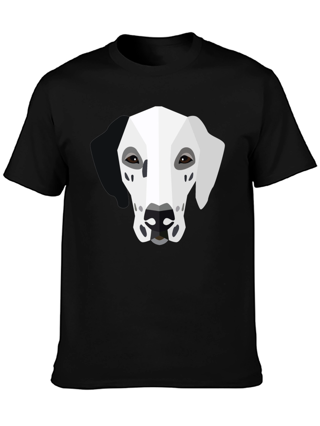 Black Geometric Dalmatian Graphic Tee - Unisex Black T-Shirt view 3