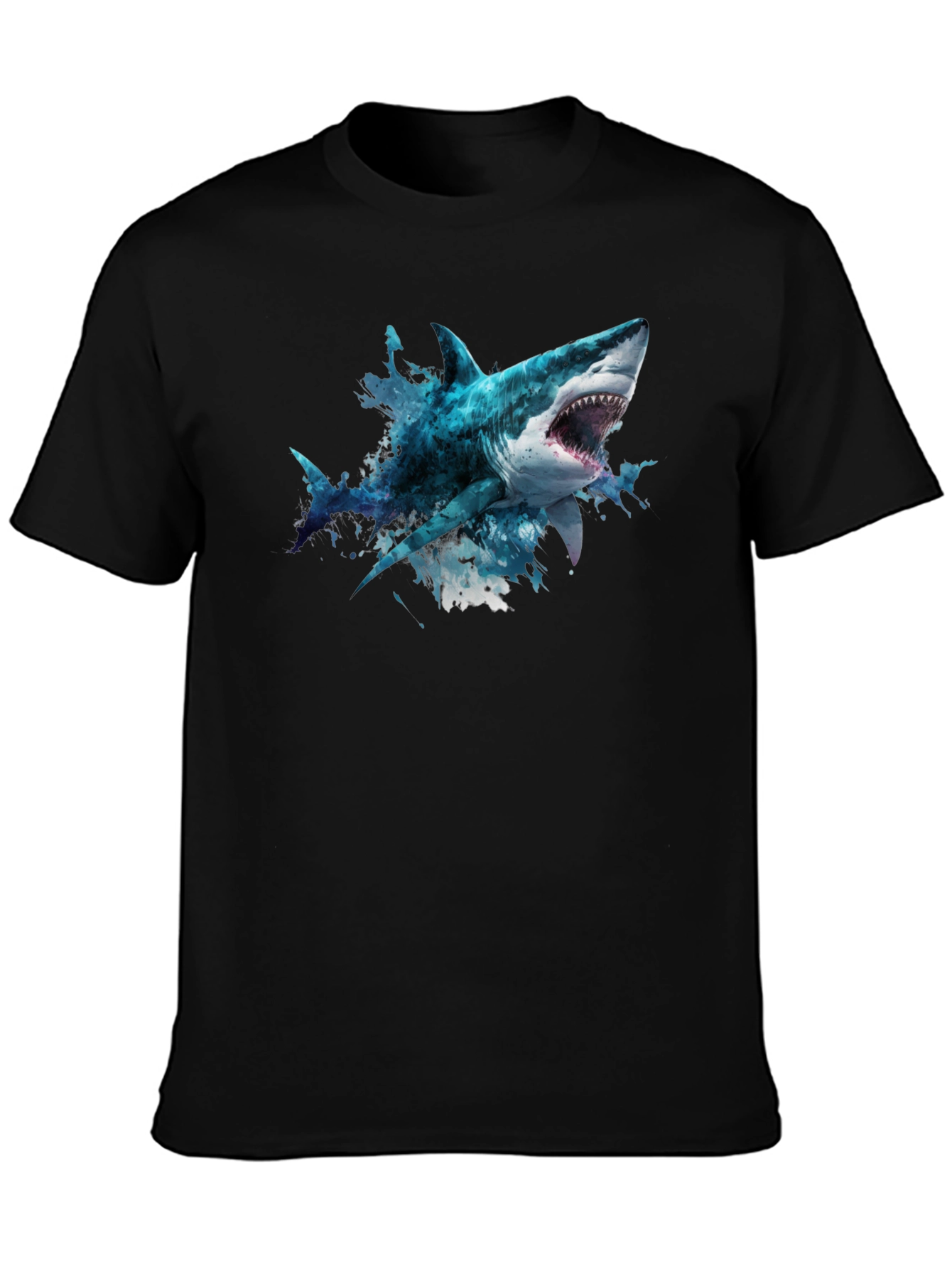Black Shark Graphic Print Black T-Shirt view 3