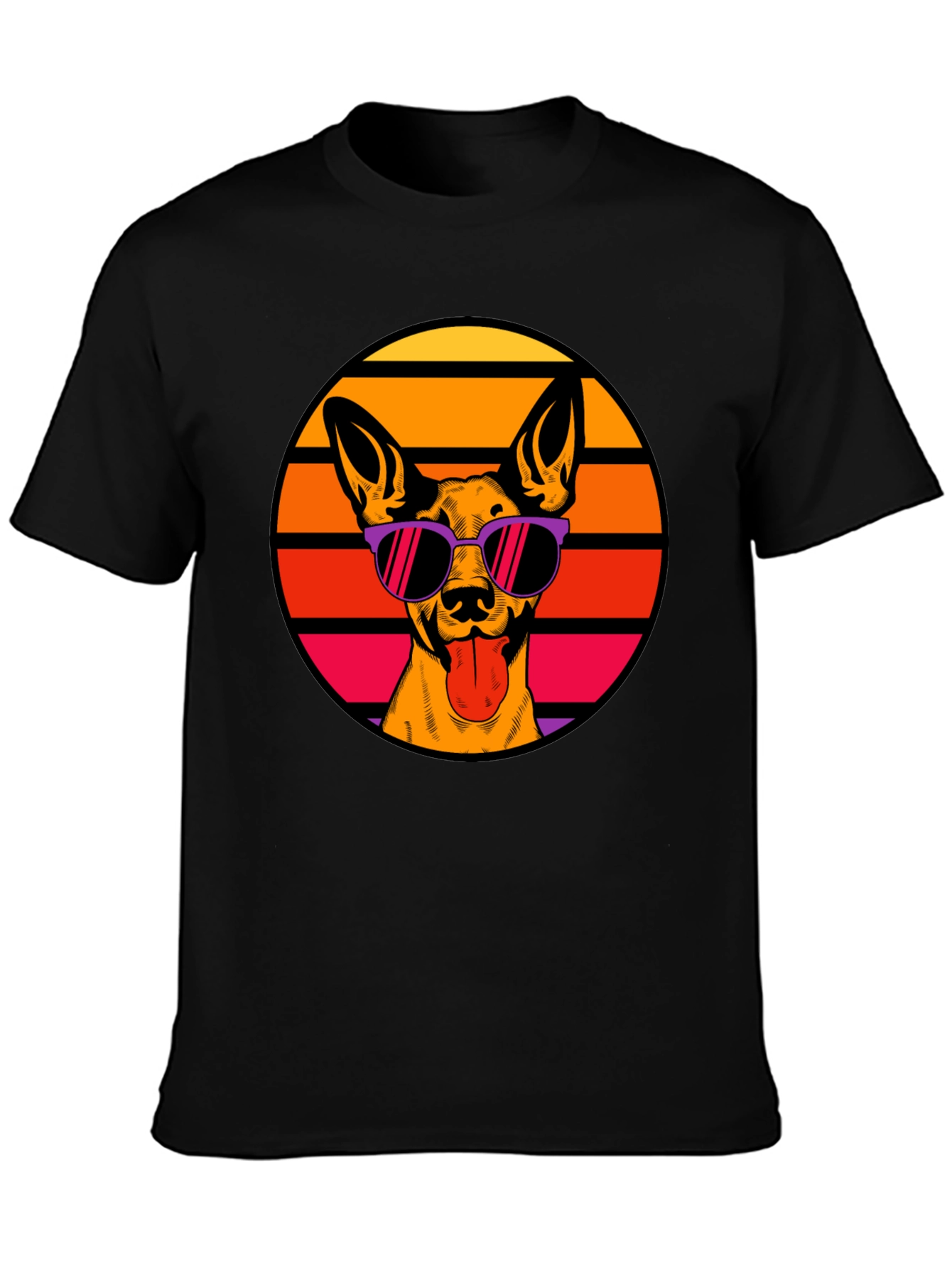 Black Cool Dog T-Shirt - Retro Style view 3