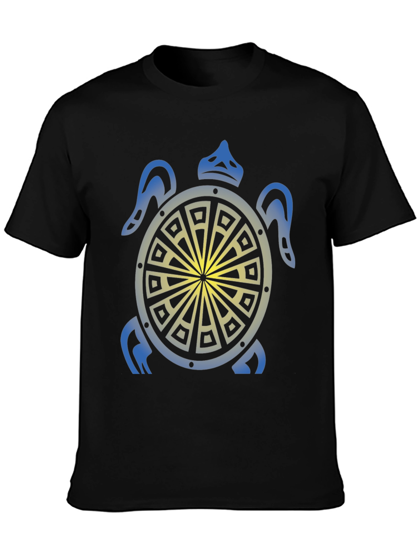 Black Turtle Graphic Tee - Black Tribal Design Shirt view 3