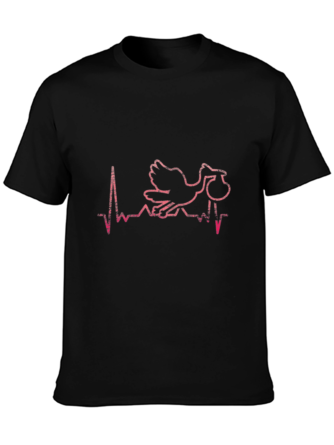 Black Stork Heartbeat Graphic T-Shirt - Expecting Parents Tee view 3