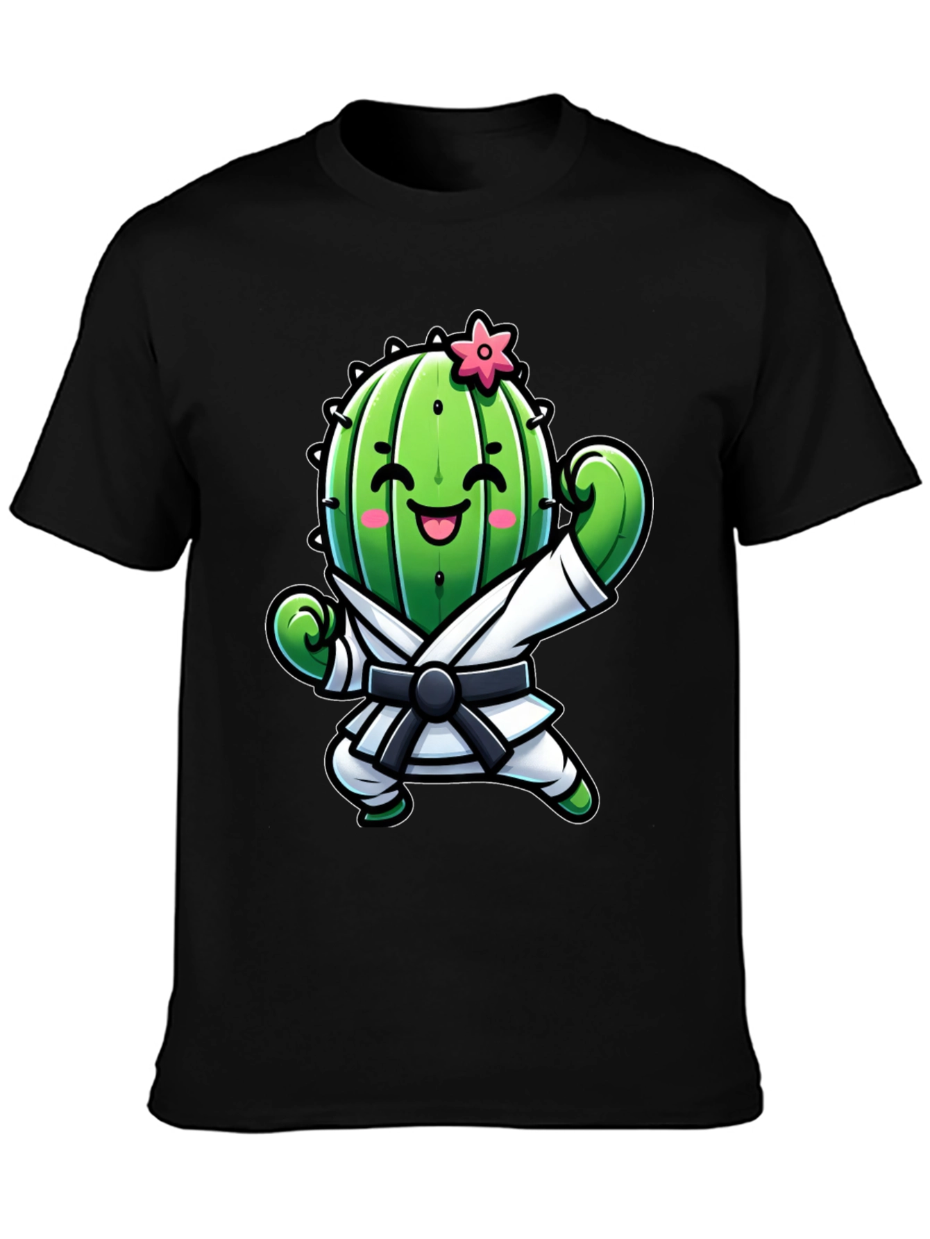 Black Karate Cactus T-Shirt - Funny Martial Arts Tee view 3