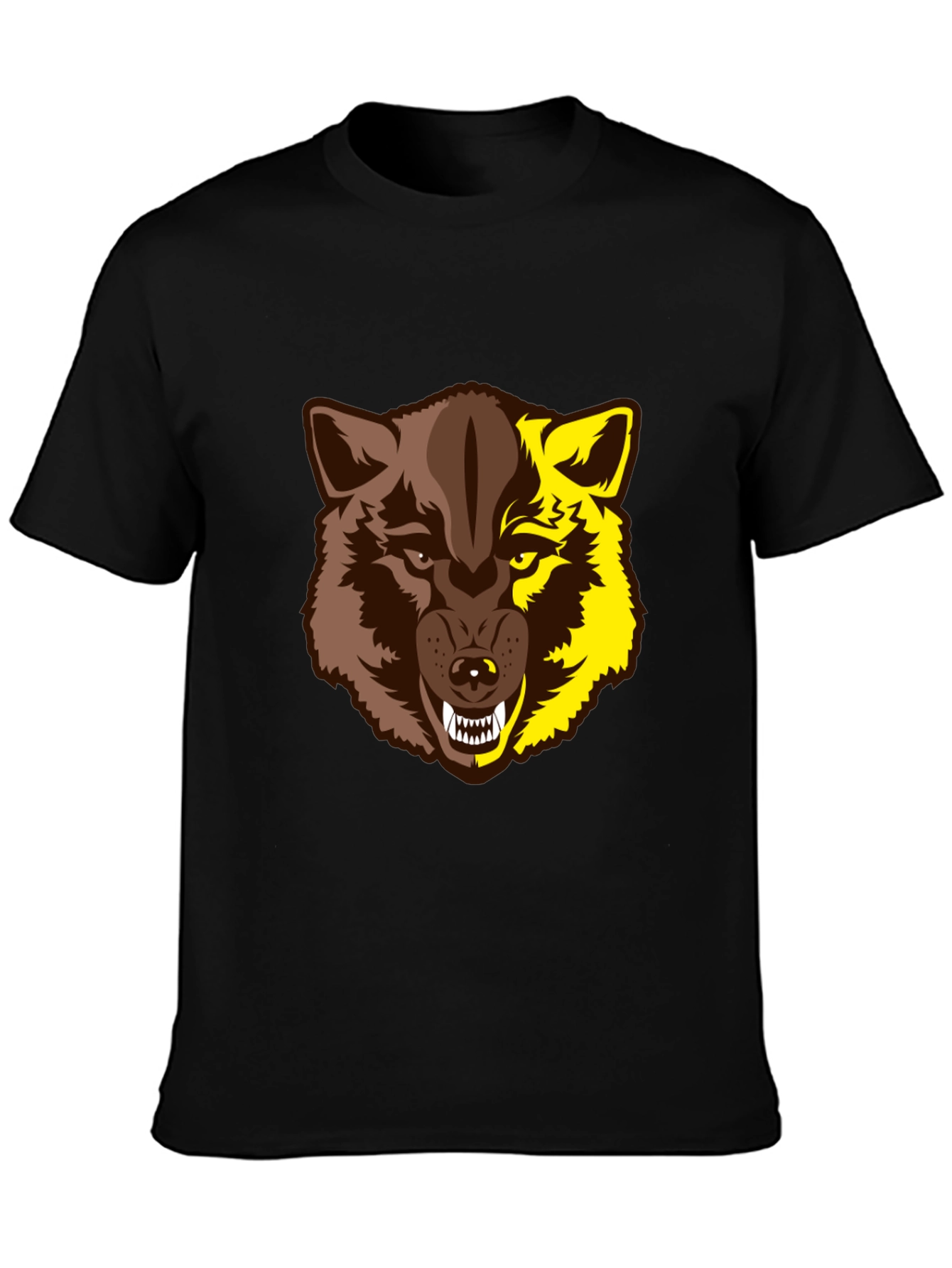 Black Wolf Graphic Tee - Two-Tone Beast Design view 3