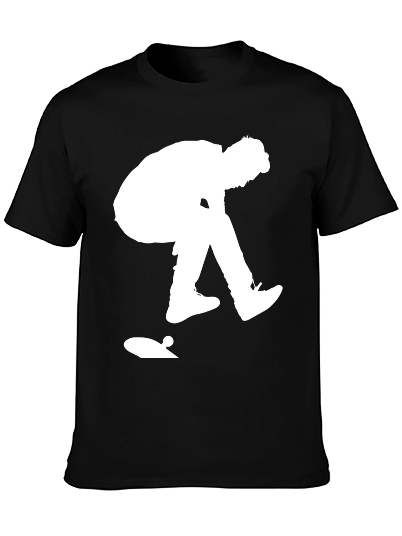 Black Skateboarder Graphic Tee - Black Cotton Casual Shirt view 3