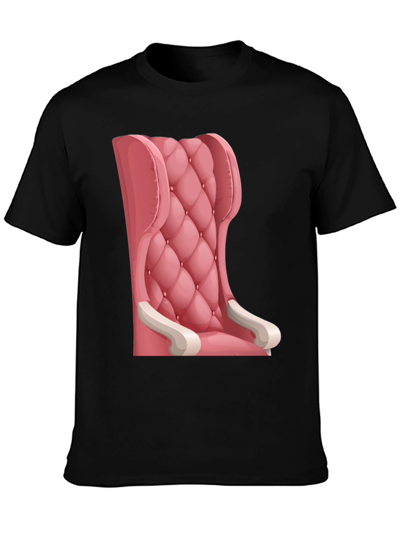 Black Pink Throne T-Shirt: Cartoon Style Tee view 3