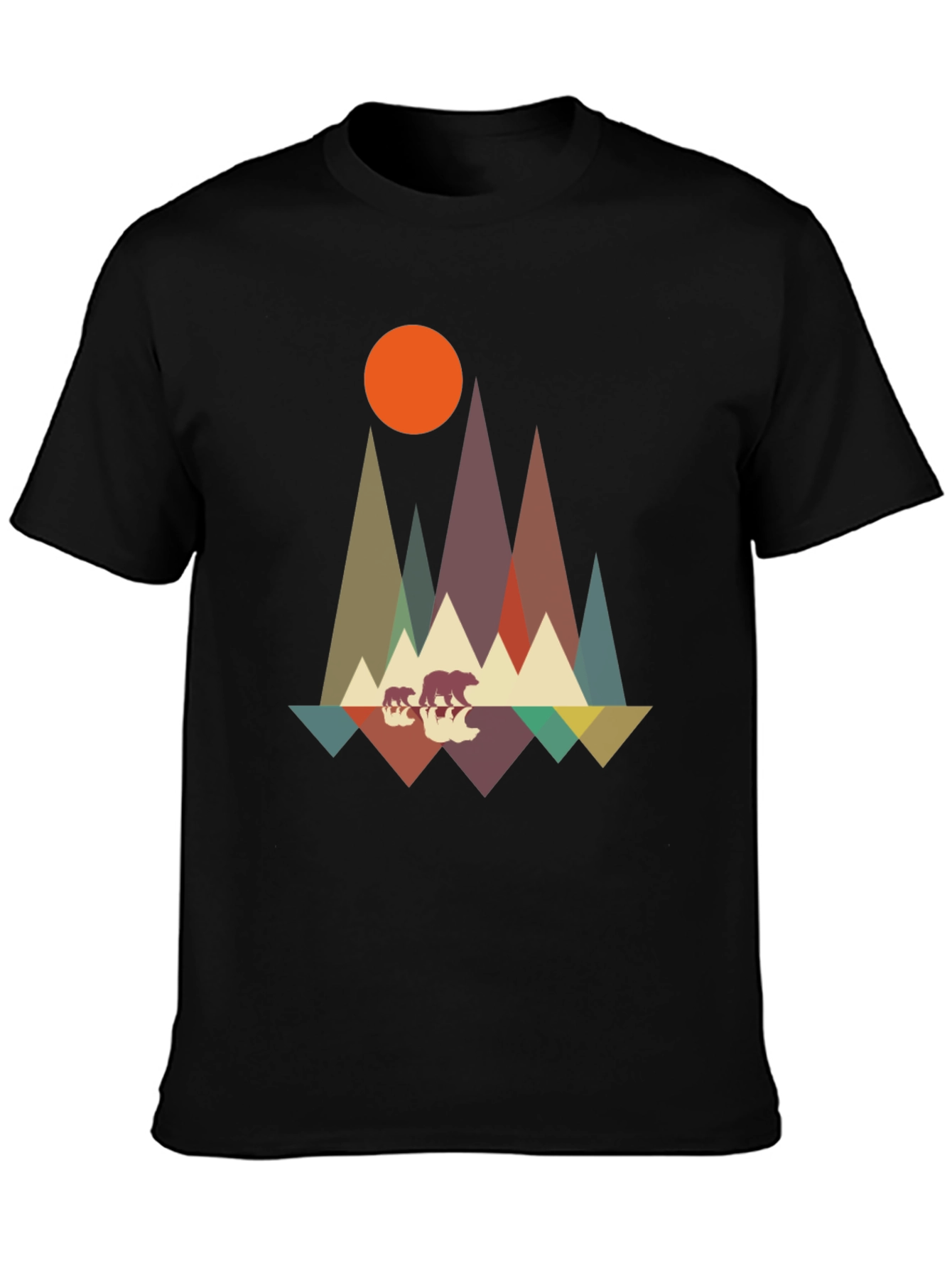 Black Retro Bear Mountain Graphic Tee view 3