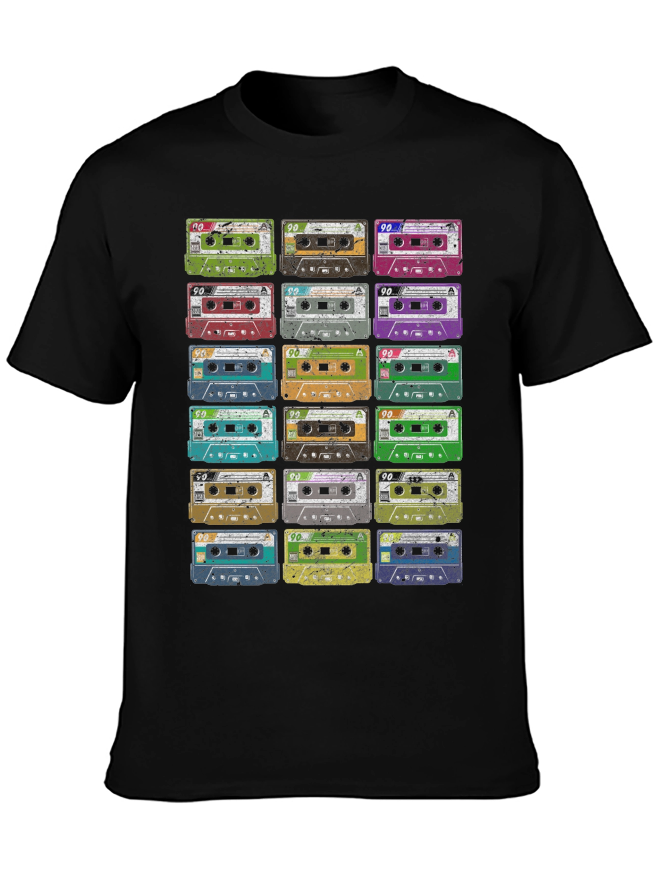 Black Retro Cassette Tape Graphic T-Shirt view 3