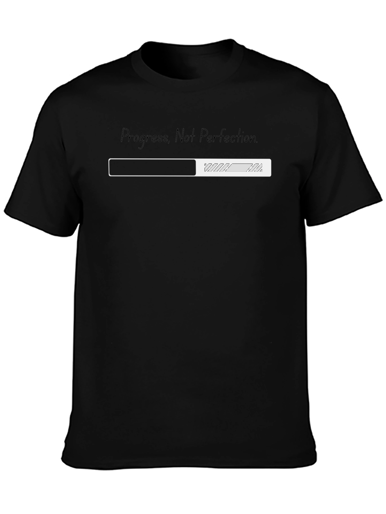 Black Progress Not Perfection Tee - Motivational Graphic Shirt view 3