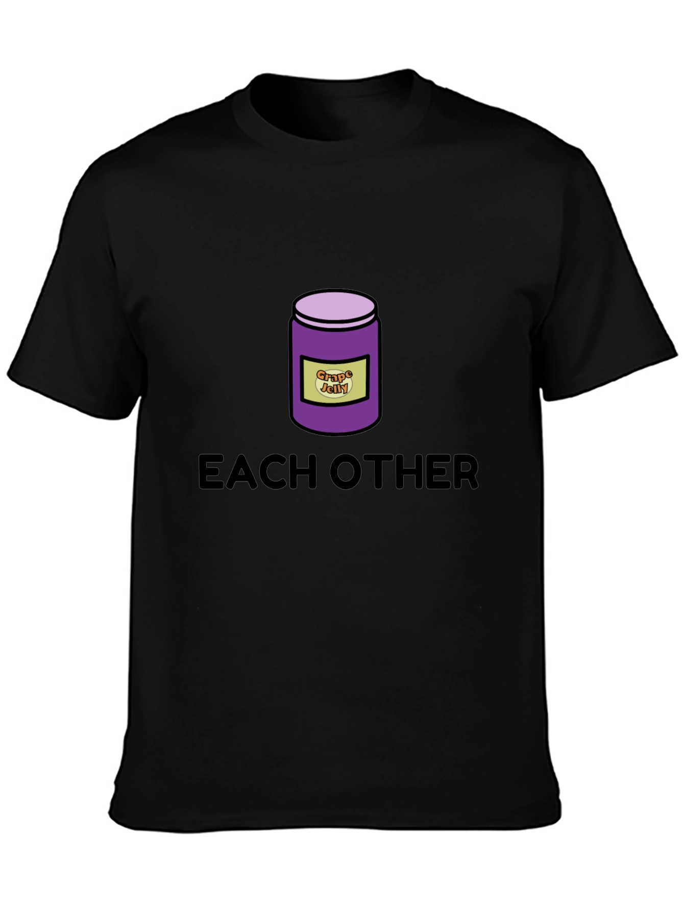 Black Funny "Grape Jelly Each Other" Black Graphic T-Shirt view 3