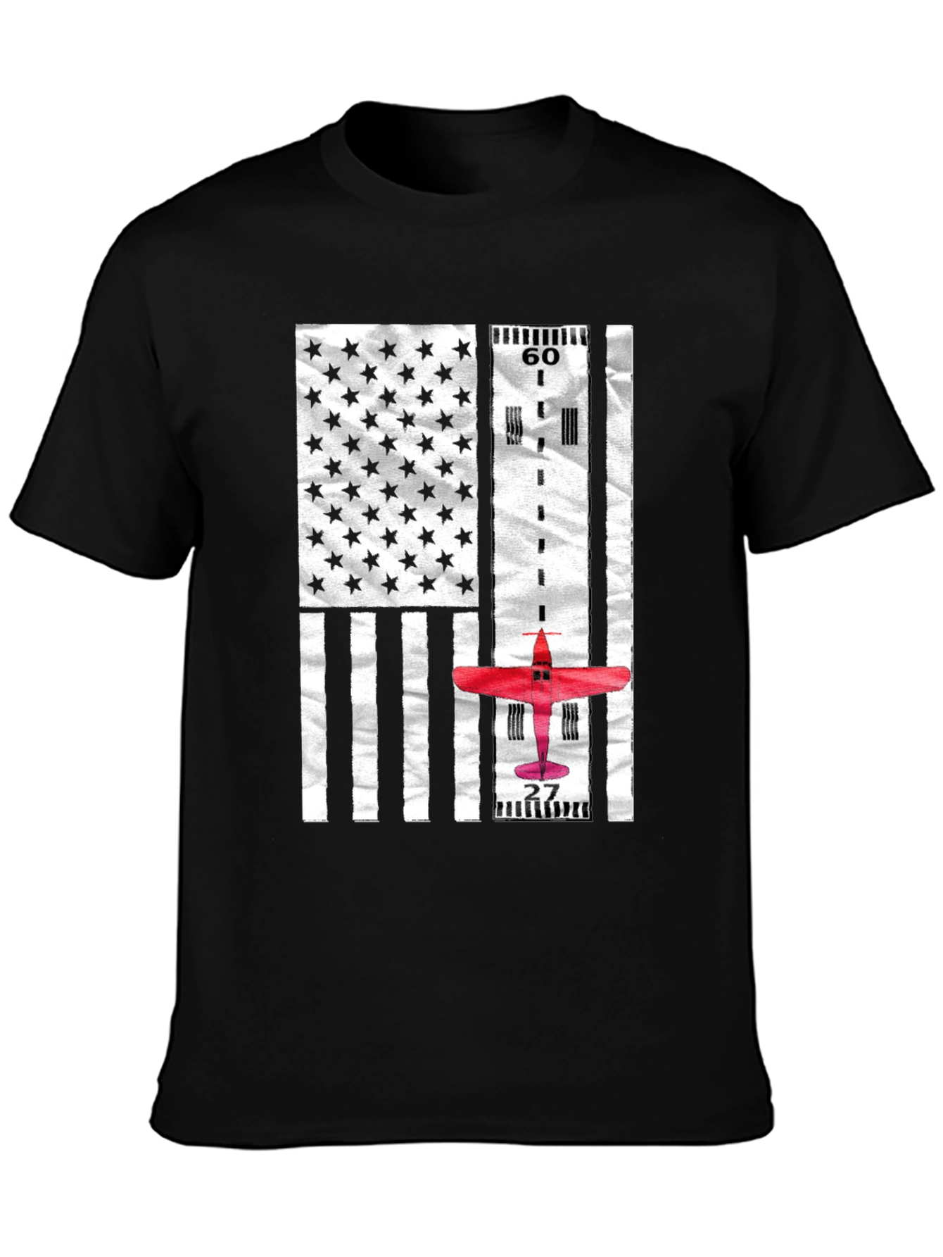 Black Aviator American Flag Runway T-Shirt view 3