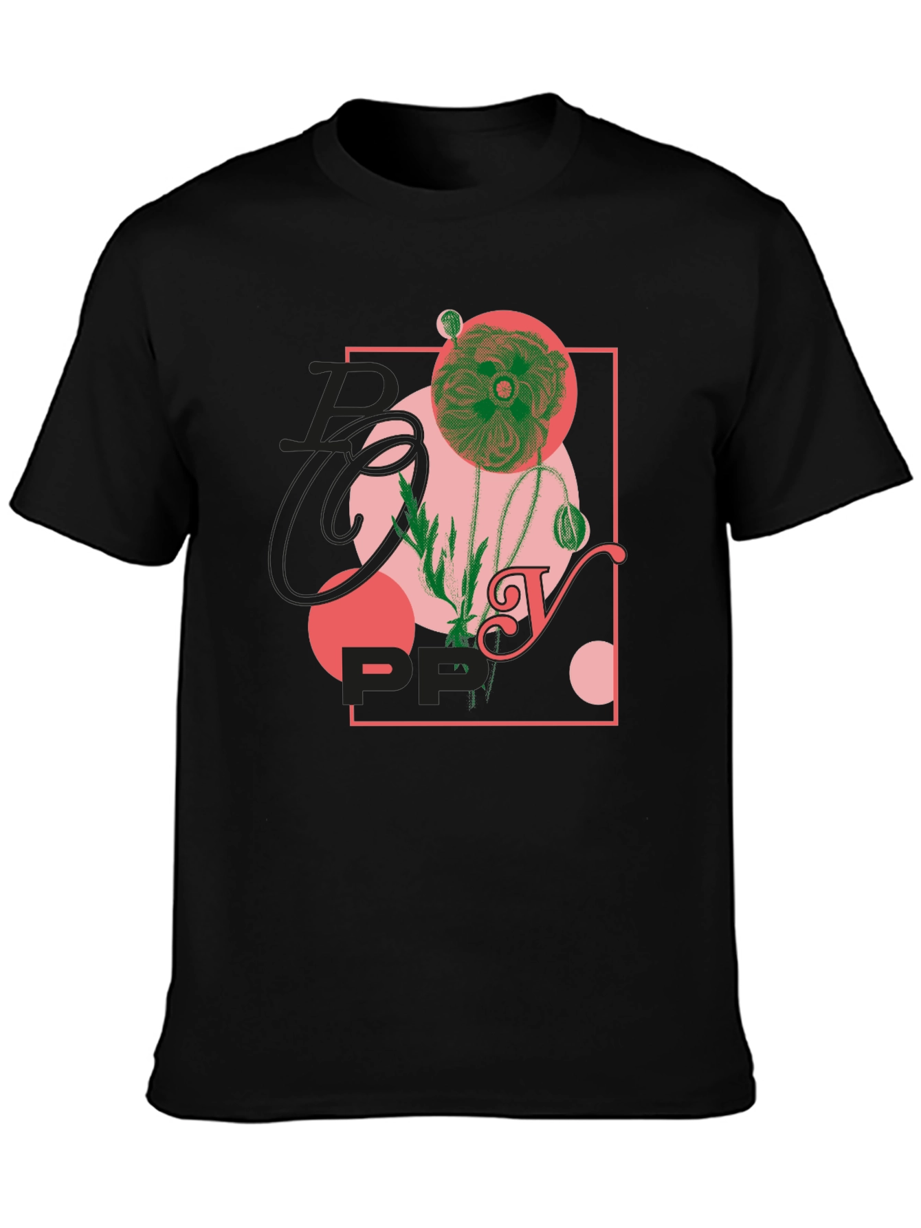 Black Floral Graphic Print Black T-Shirt view 3