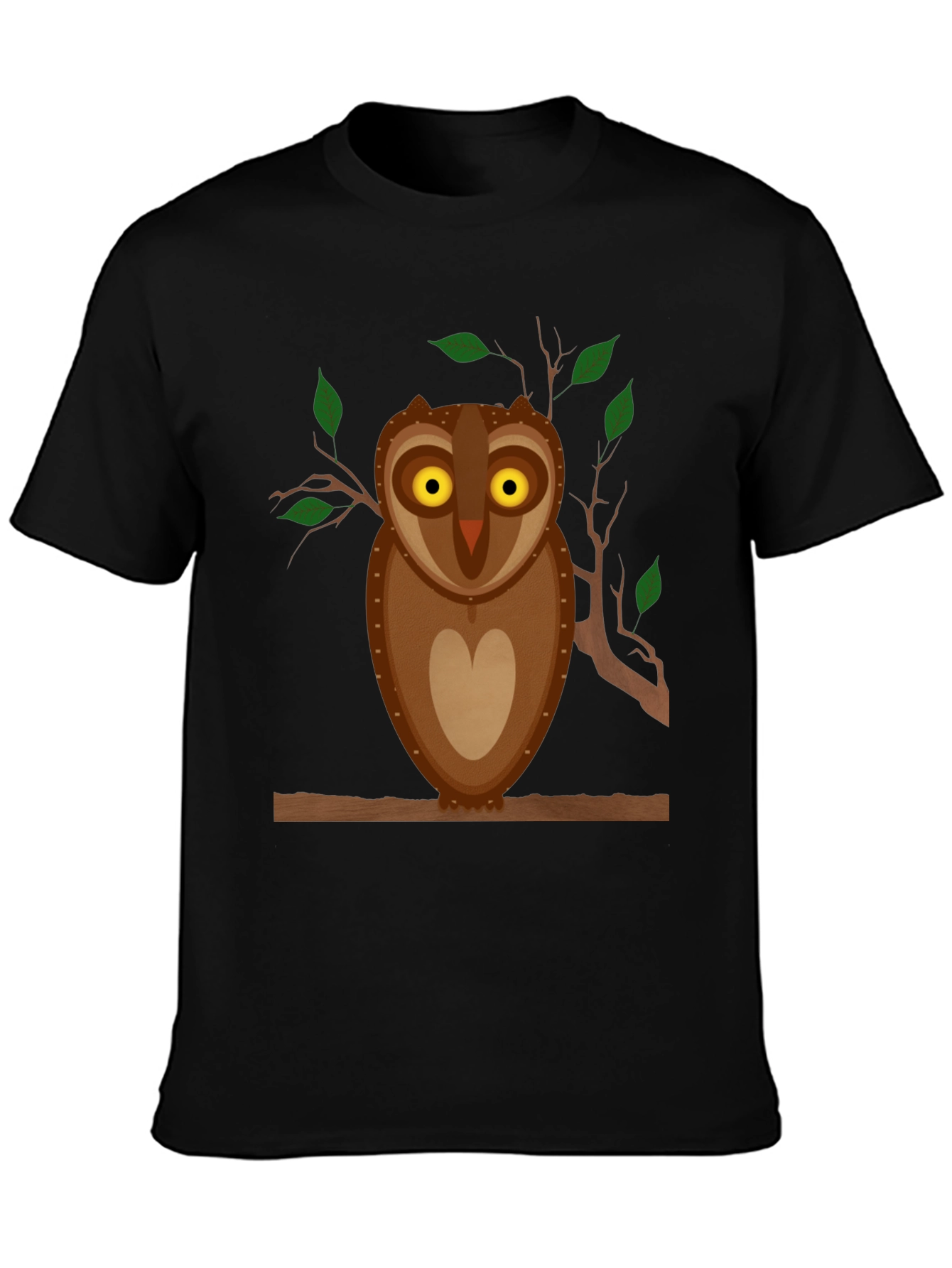 Black Owl Graphic Tee - Black Cotton Blend T-Shirt view 3