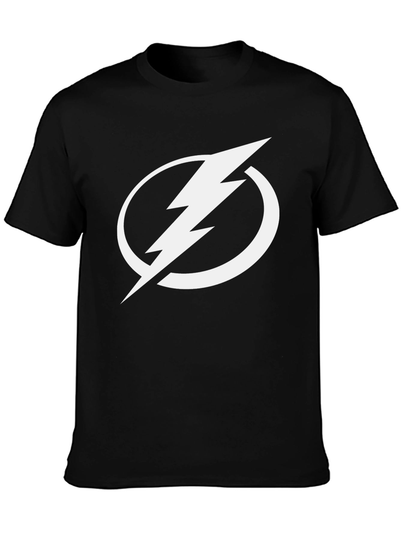 Black Lightning Bolt Graphic Tee - Black Cotton T-Shirt view 3