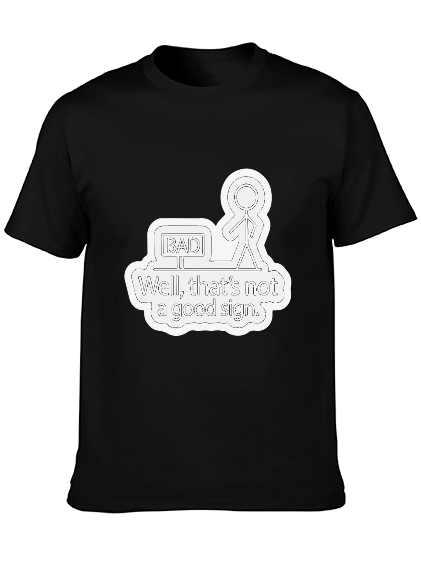 Black Funny "Bad Sign" Graphic Tee - Mens Black T-Shirt view 3